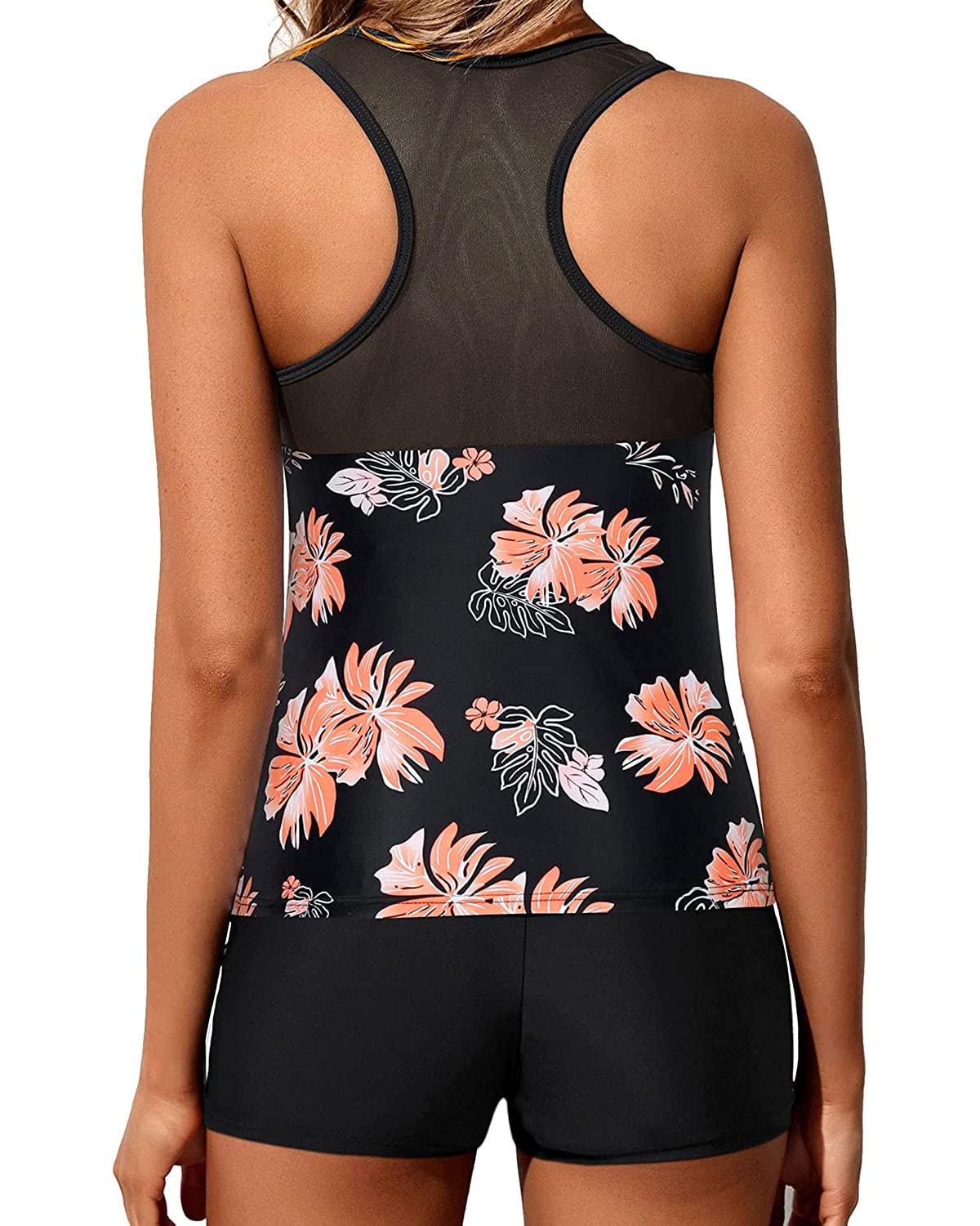 Yonique Women's Athletic Tankini Swimsuits with Shorts - Racerback Two Piece Bathing Suit for Swimming, Beach & Sports | Comfortable Swimwear for Active Lifestyles