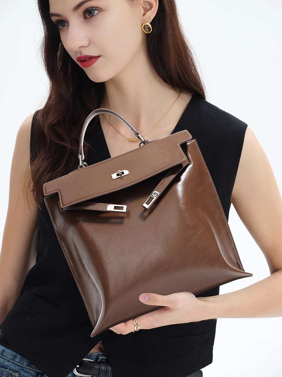 Premium Small Leather Hand Carry Backpack for Women & Men - Lightweight Travel Bag for Work, Gym & Daily Commute