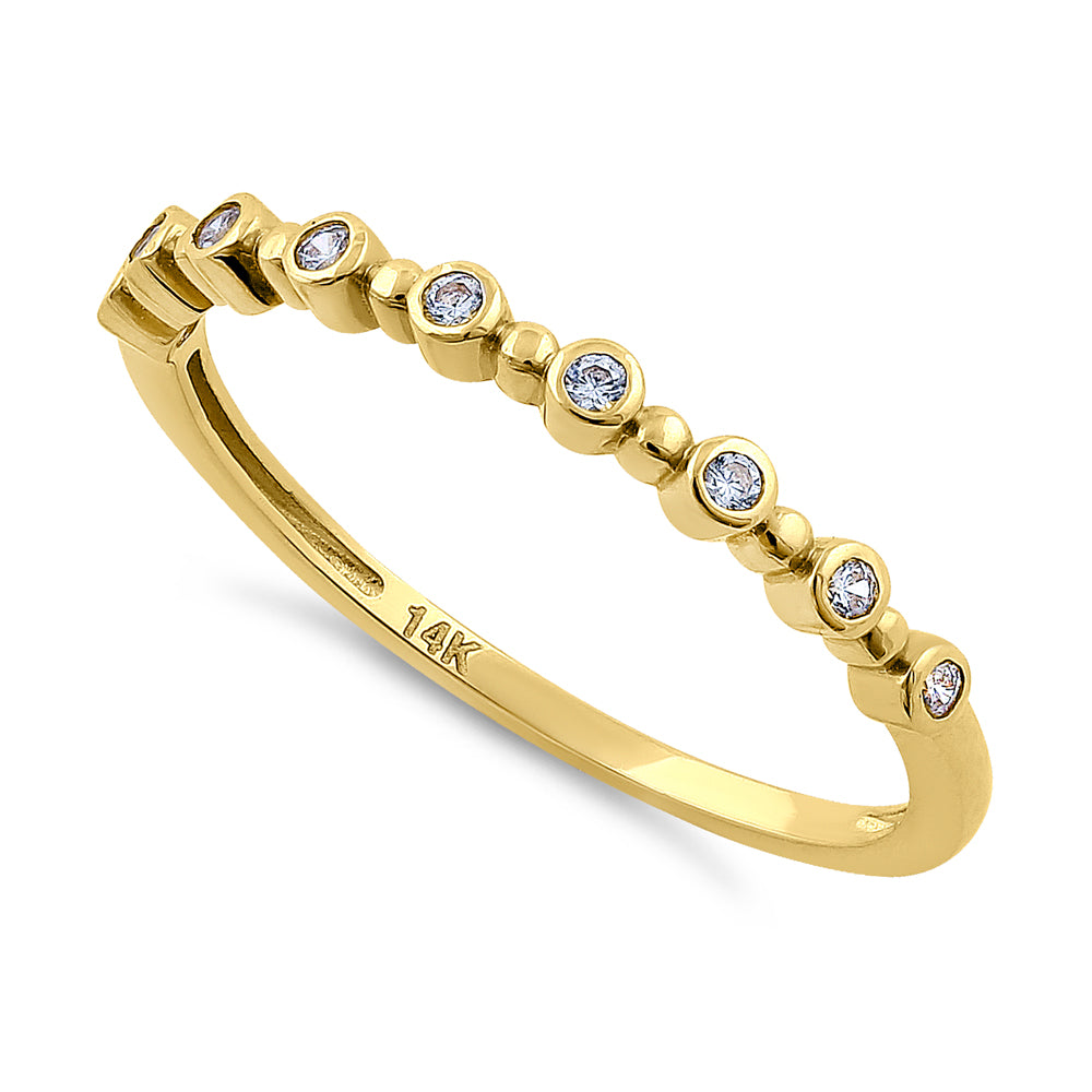 14K Yellow Gold Single Row Round 0.11 ct Diamond Ring for Women - Elegant Wedding Band, Anniversary Gift, or Everyday Jewelry