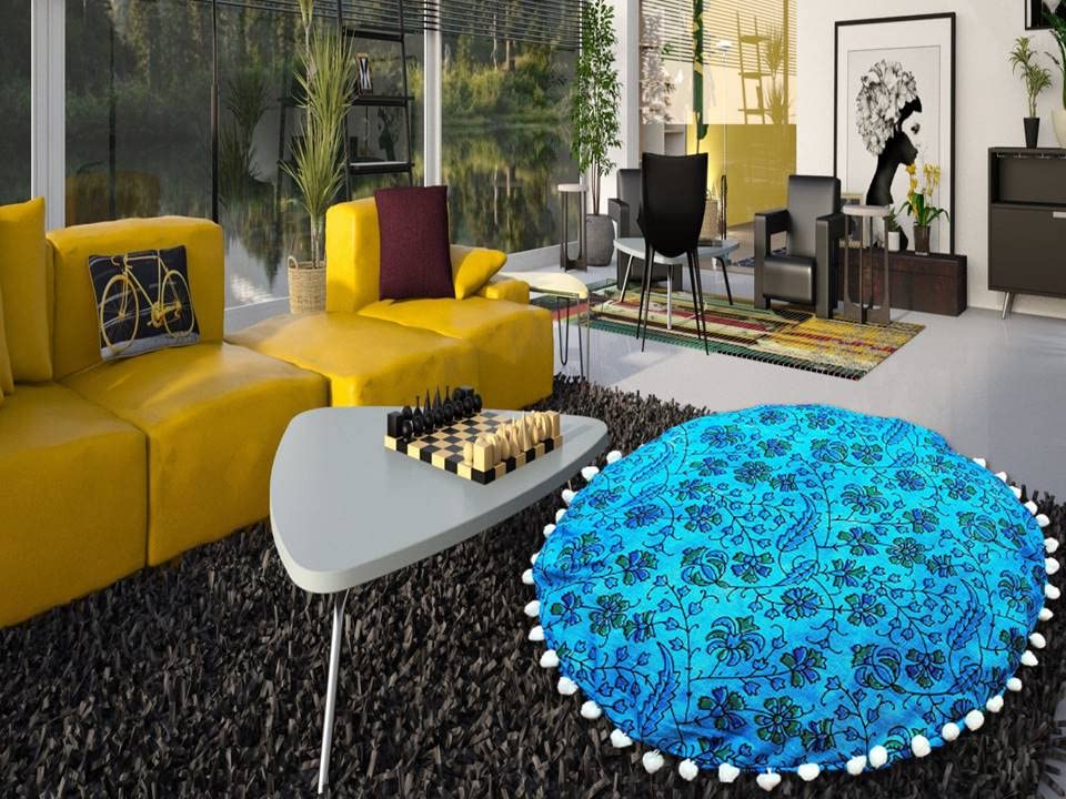 18 Inch Round Pillow Cover Only - Bohemian Floor Cushion Cover for Adults & Kids, Yoga Meditation Seat, Decorative Hippie Pillowcase (18