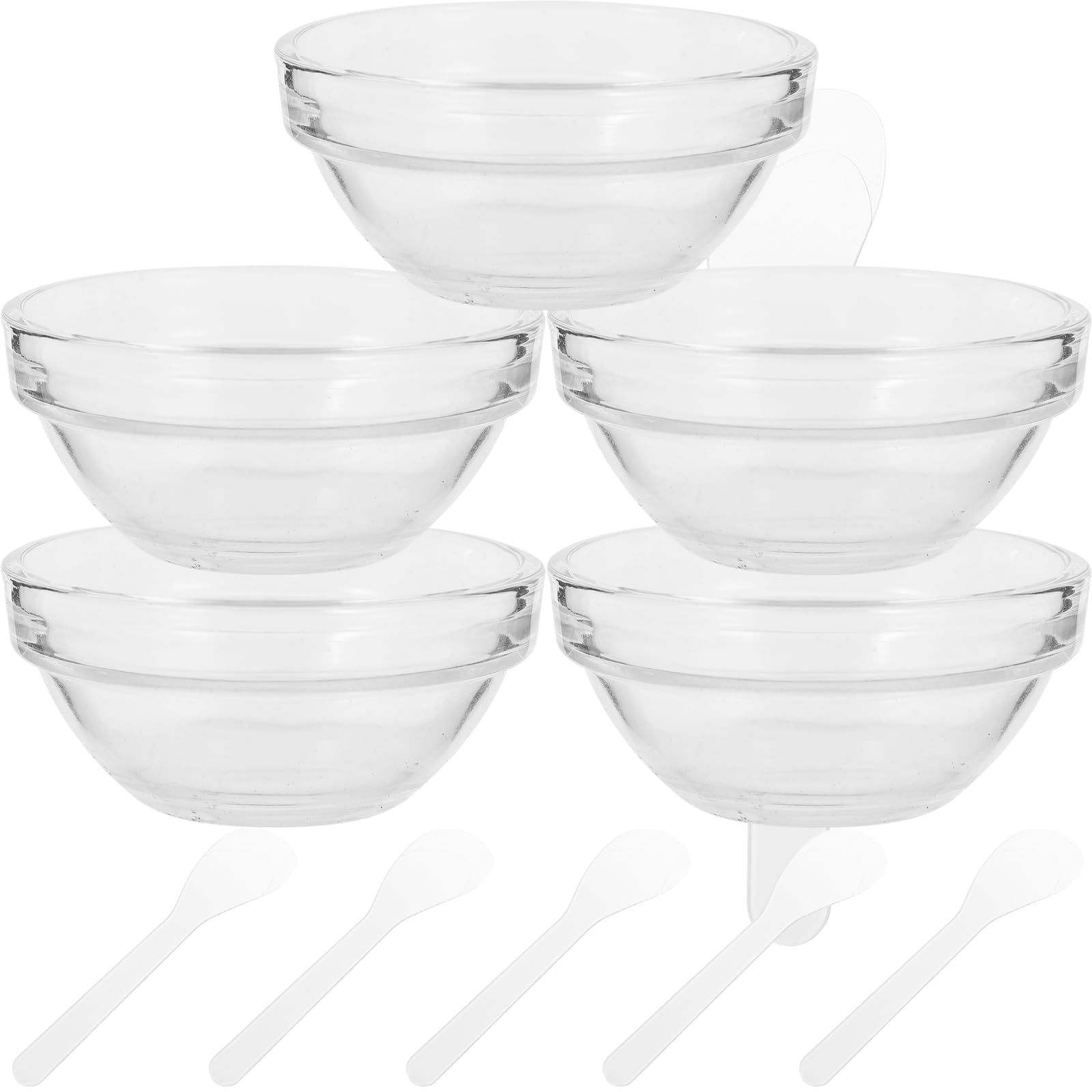 Beaupretty Glass Mixing Bowl Set for DIY Face Masks - 5-Piece Spa & Beauty Kit with Spatula, Mixing Stick & Brush - Perfect for Cosmetic Salons, Home Skincare & Facial Treatments