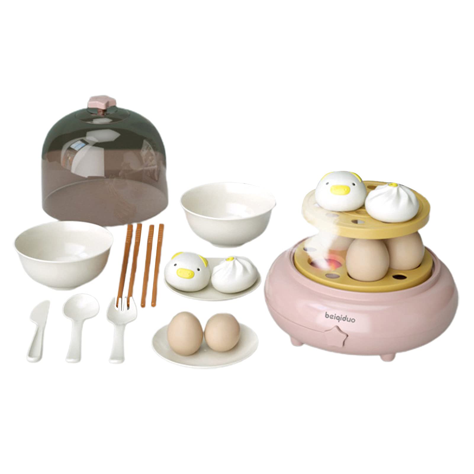 Gaweb Realistic Pretend Egg Cooker Toy - Educational Simulation Egg Boiler Role Play Set with Music & Lights for Kids - Perfect for Pretend Play, Kitchen Toys & Early Learning Development