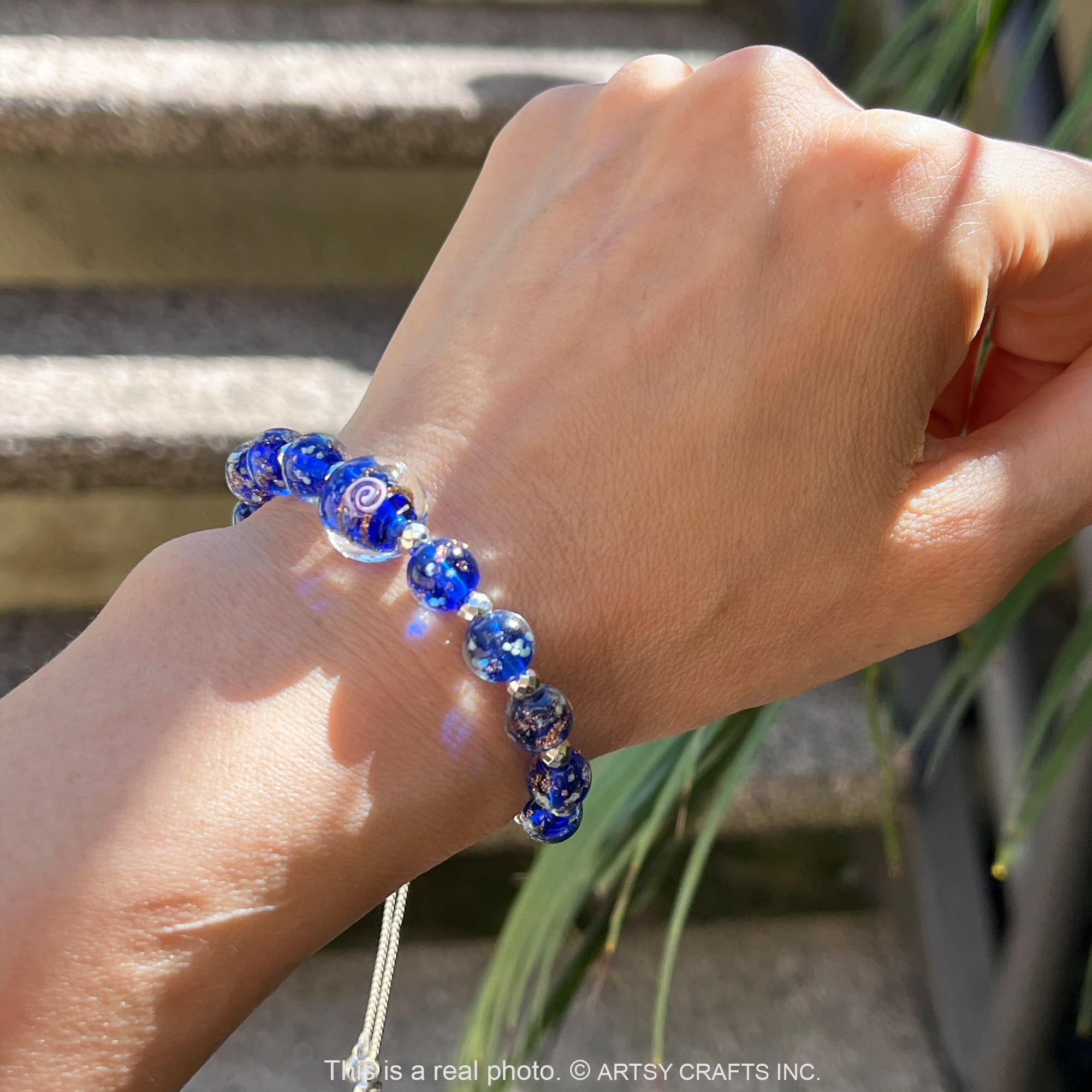 Glow in The Dark Firefly Beads Bracelet & Necklace Set - Murano Glass Crystal Birthstone Jewelry with Adjustable Slider Chain | Perfect for Night Parties, Rave Events & Unique Gifts