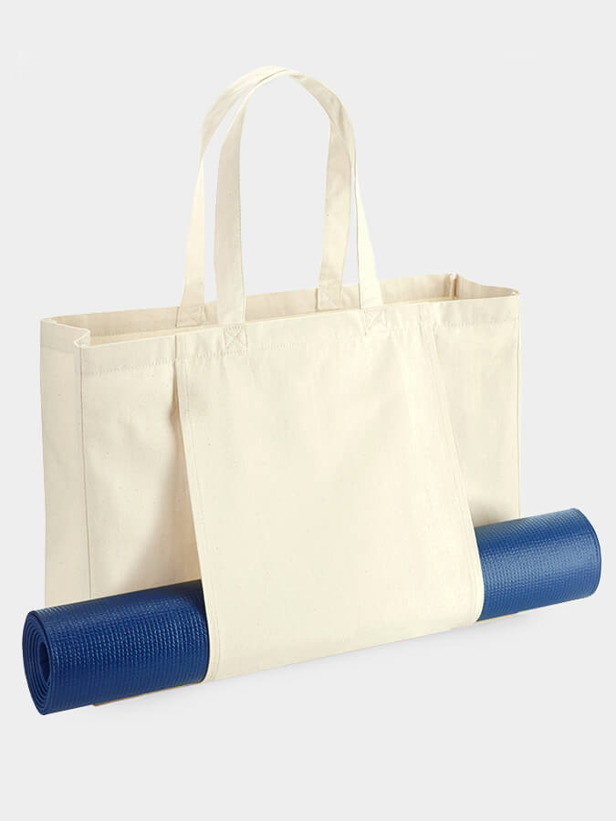 Westford Mill EarthAware Organic Cotton Yoga Tote Bag - Eco-Friendly Reusable Shopping & Gym Bag for Yoga, Beach & Travel | Sustainable & Stylish Carryall