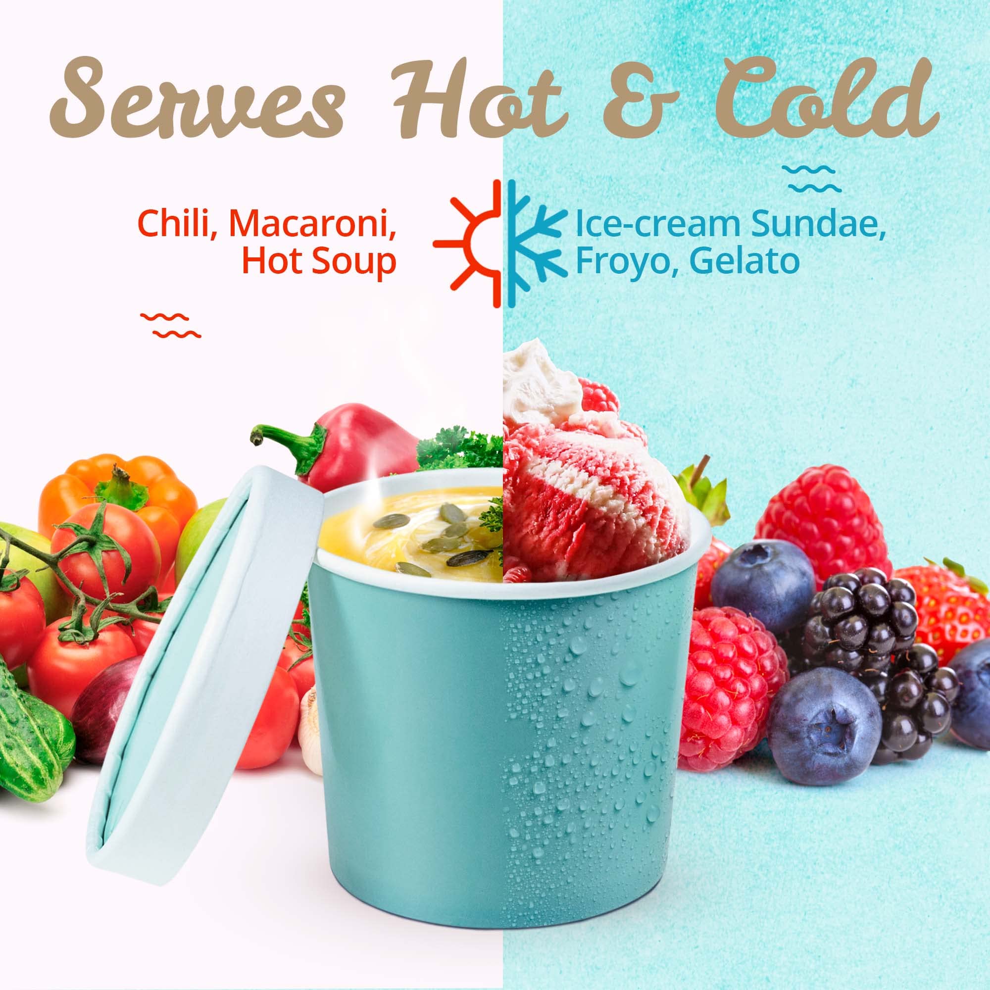 MATICAN 40-Pack 11-Oz Disposable Ice Cream Cups with Lids - Pastel Colored Paper Soup Containers for Desserts, Party Supplies & Takeout - BPA Free Eco-Friendly Bowls for Ice Cream, Gelato, Pudding & More