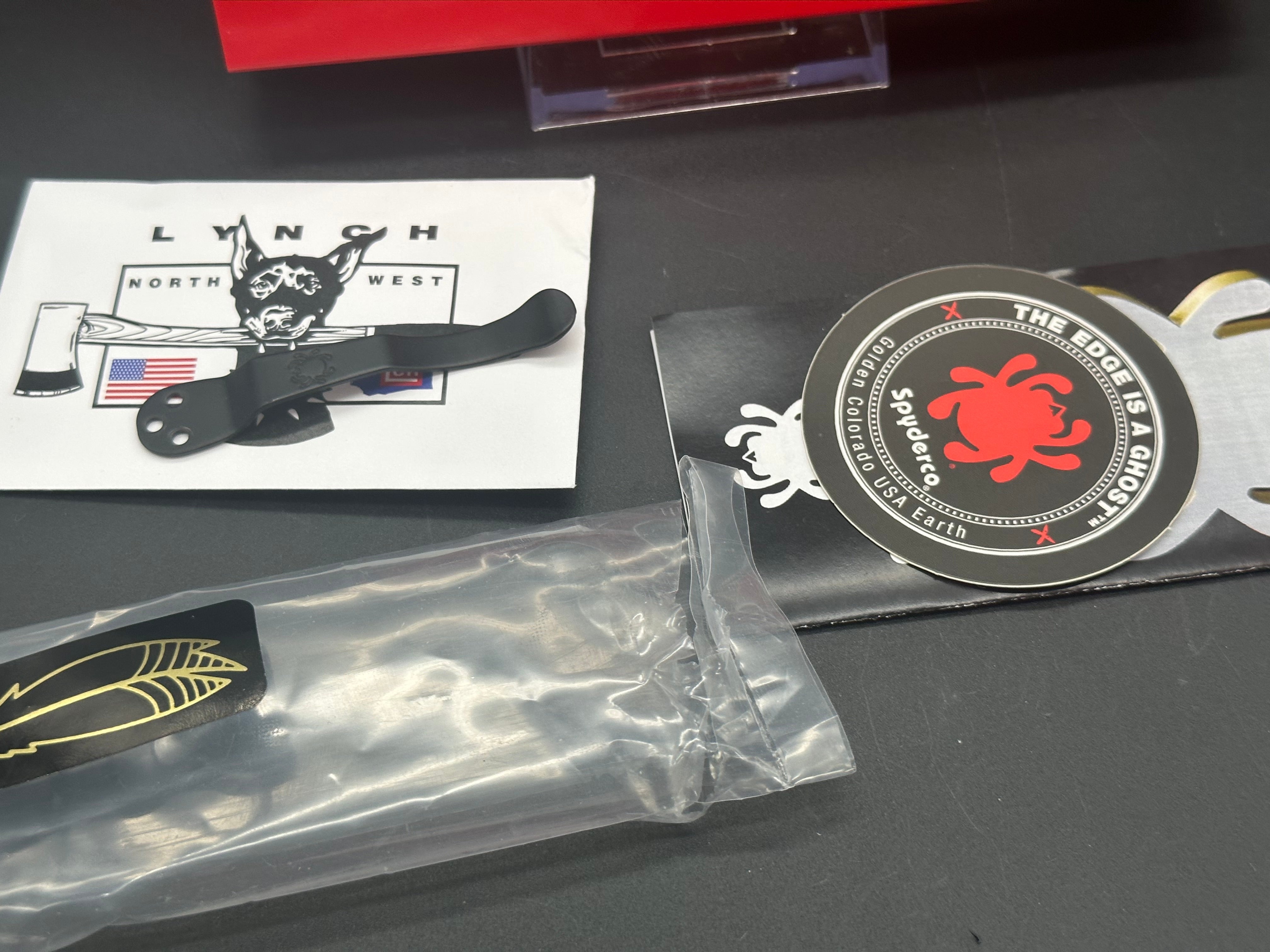 Spyderco Yojimbo 2 Folding Knife - Black G-10 Handle with Lynch NW Custom Laser Engraved Spider Web Blade | EDC, Tactical, Outdoor Survival & Everyday Carry Pocket Knife