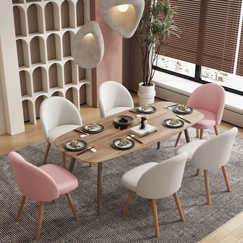 Modern Upholstered Dining Chairs with Wood Legs - Accent Side Chairs for Office, Kitchen, Living Room & Reception Areas - Comfortable Armless Leisure Chair for Home & Commercial Use (Pink) - Perfect for Dining Sets, Lounge Seating & Dressing Rooms