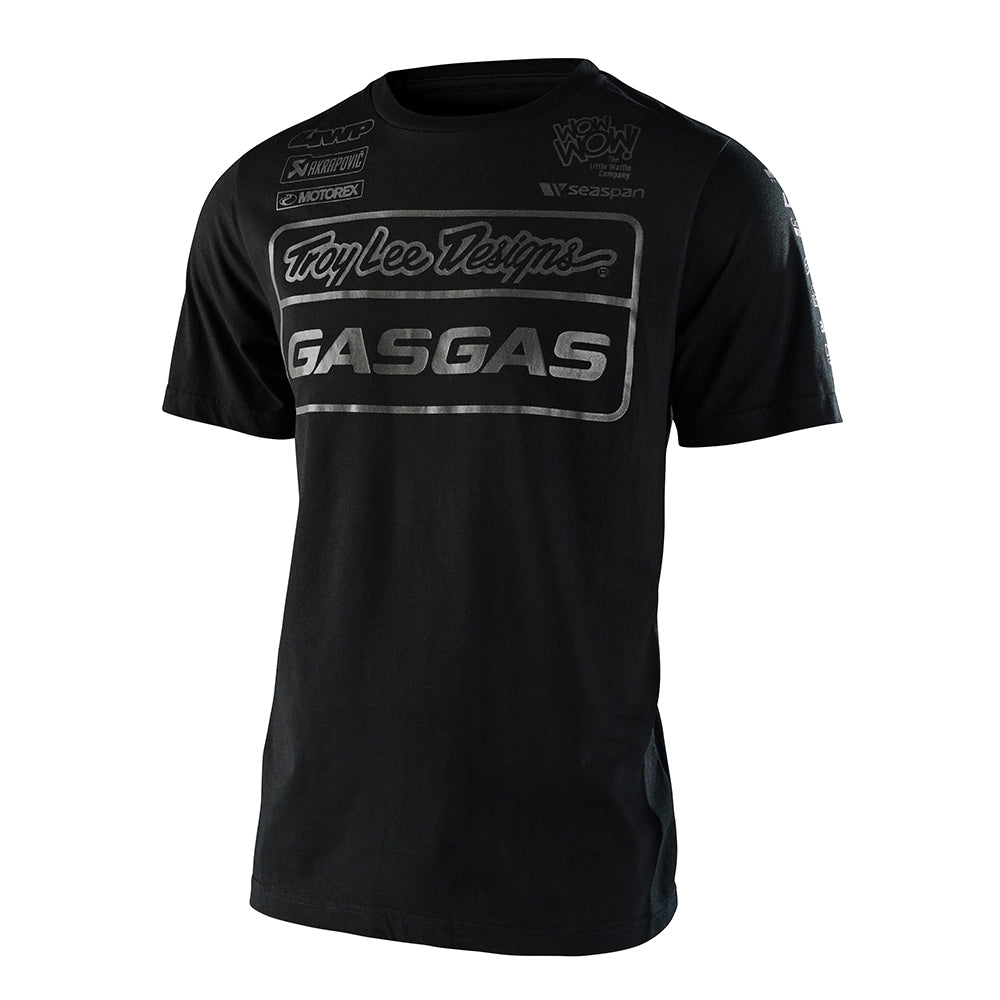 TLD GasGas Team Black Reflective Short Sleeve T-Shirt for Men - Motorcycle Racing & Outdoor Activities