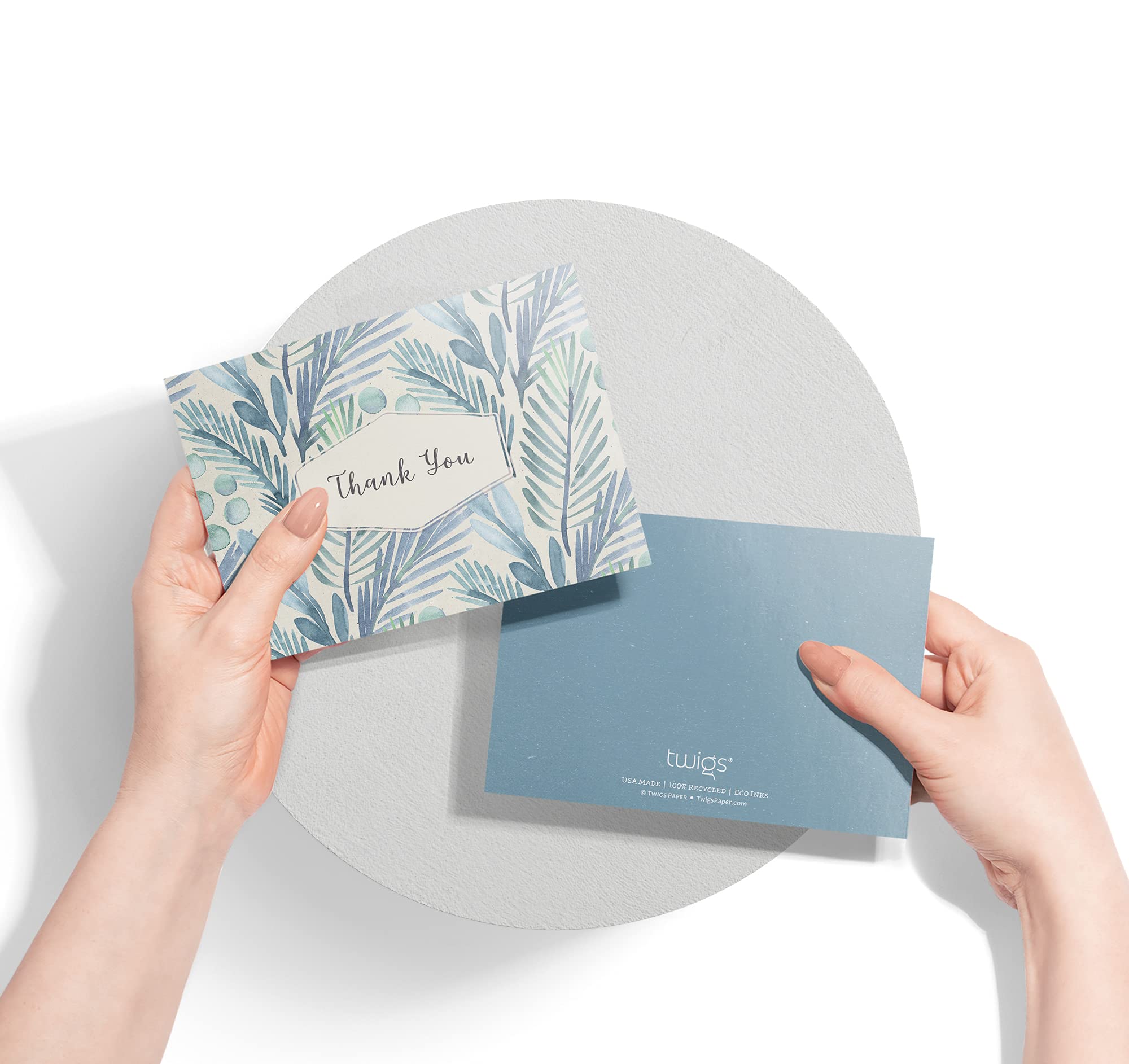 Eco-Friendly Floral Thank You Cards Set of 12 with Envelopes - 5.5