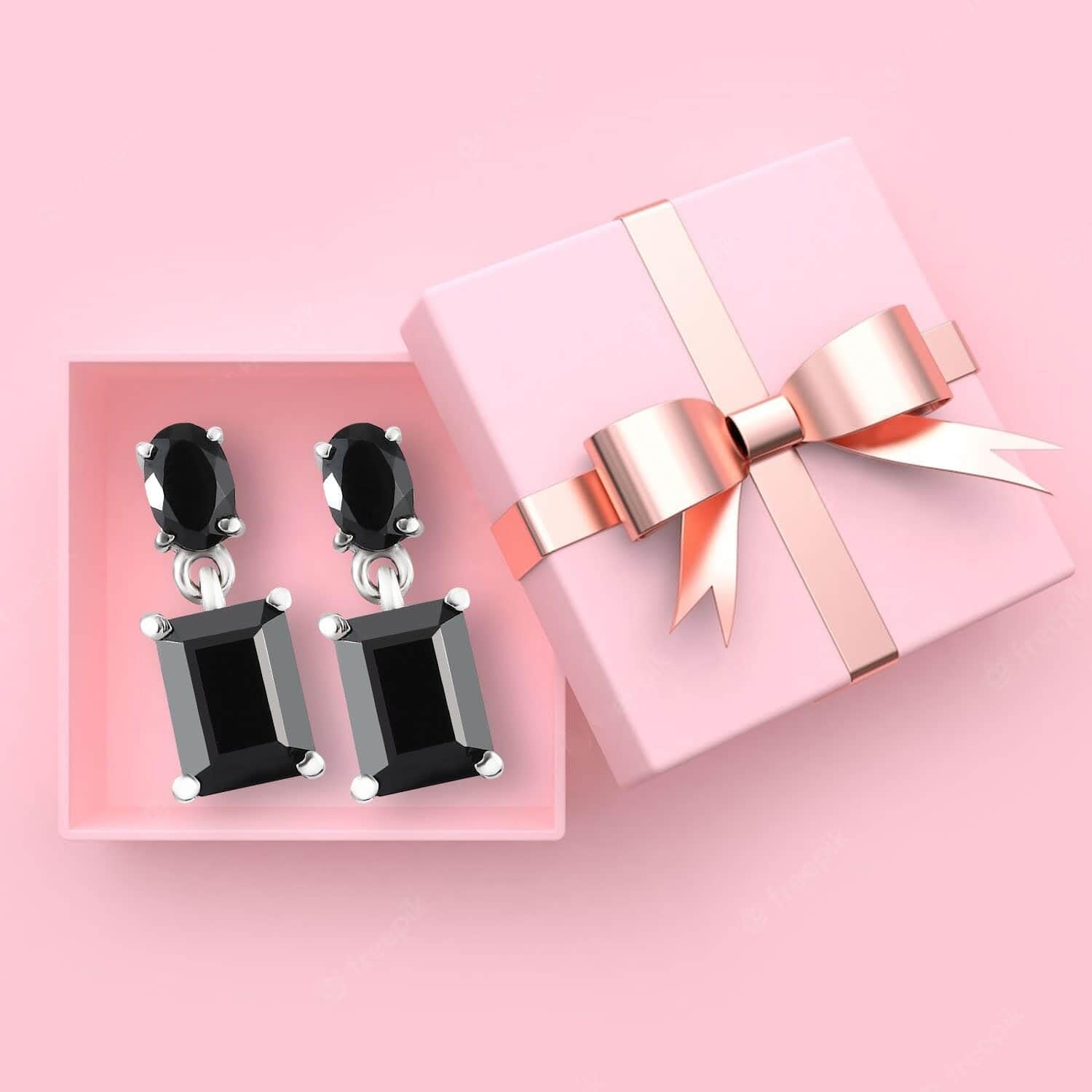SHOP LC Black Spinel Dangle Drop Earrings for Women - Stainless Steel Jewelry - Elegant Birthday Gifts for Her - Perfect for Parties, Weddings & Special Occasions