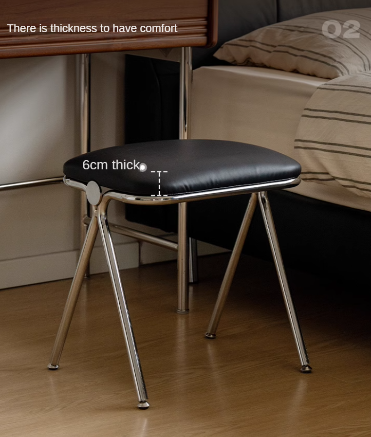 Organic Leather Soft Makeup Stool - Waterproof & Durable Vanity Seat with Storage for Bedroom, Salon, or Dressing Room - Perfect for Makeup Artists & Home Decor