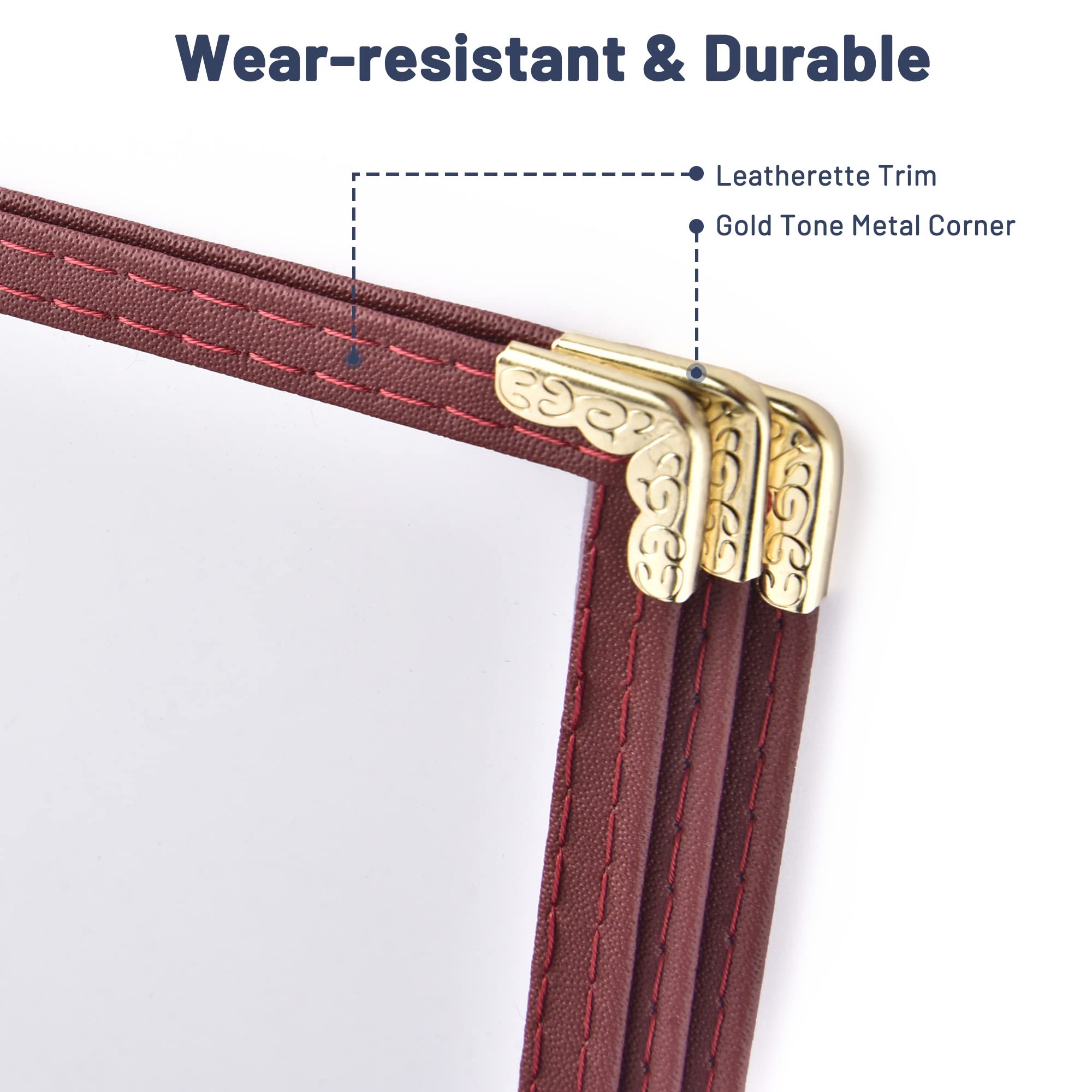 30 Pack WeChef 3-Page 6-View Menu Covers with Double Stitch Trim - Fits 8.5x11 Paper - Transparent Burgundy for Restaurants, Cafes & Food Service Businesses - Perfect for Daily Specials, Drink Lists & Seasonal Menus
