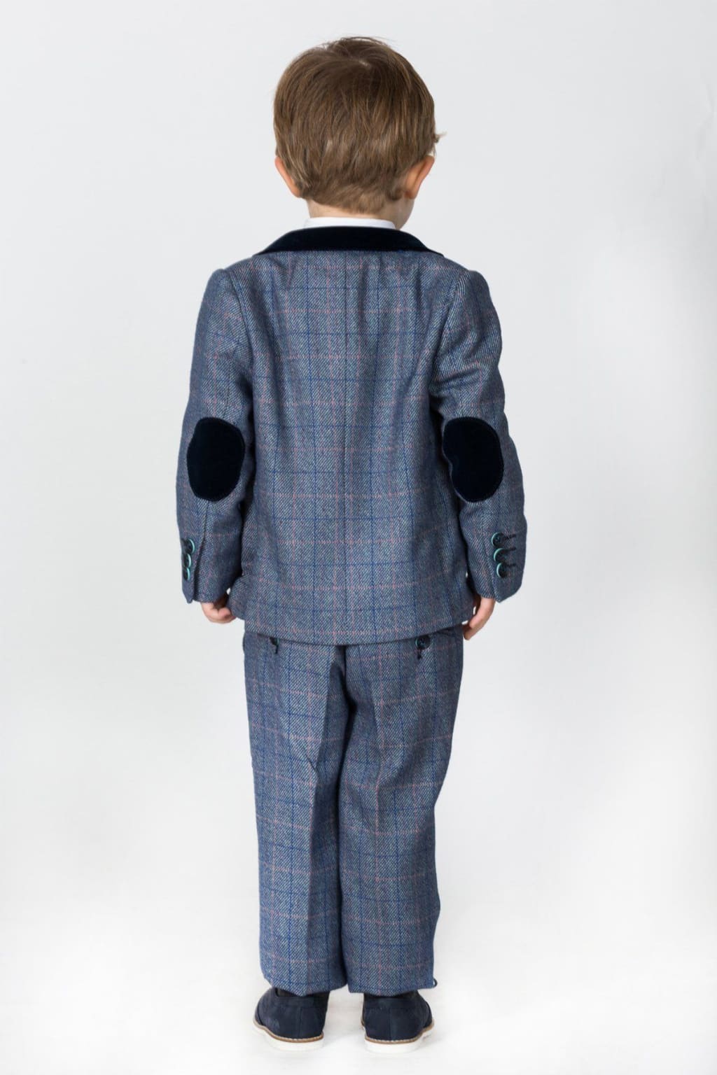 Marc Darcy Hilton Kids' Blue Tweed Check 3-Piece Suit | Formal Wear for Boys | Wedding, Party & Special Occasion Outfit