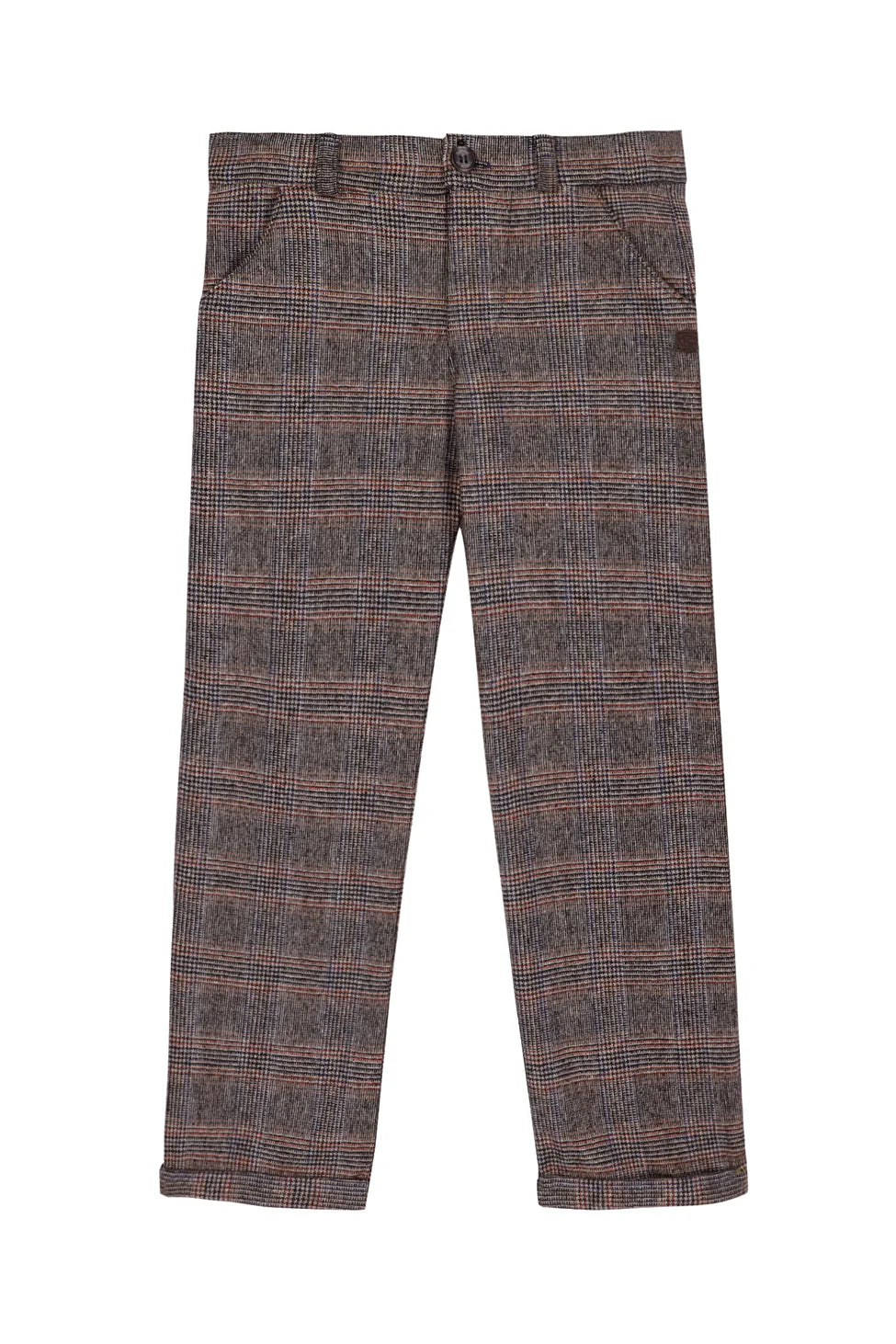 Tartine Et Chocolat Women's Houndstooth Print Orange Pants - Stylish Casual Trousers for Work, Office & Everyday Wear
