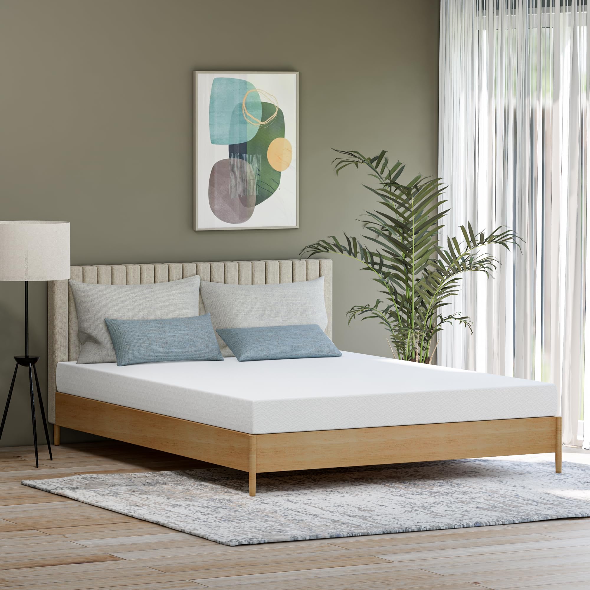 6 Inch Queen Cooling Green Tea Memory Foam Mattress - Medium Firm, CertiPUR-US Certified, Pressure Relief, Fiberglass Free - Mattress-in-a-Box for Ultimate Comfort - Perfect for Hot Sleepers & Back Pain Relief (Queen Size, 6 Inch)