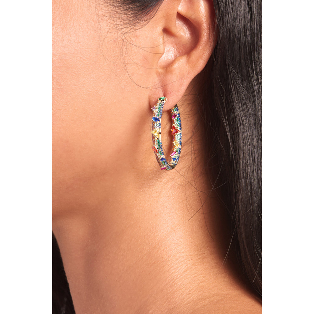 Stylish Gold-Plated Electric Hoop Earrings for Women - Trendy Dangle Earrings for Party, Date Night & Everyday Wear