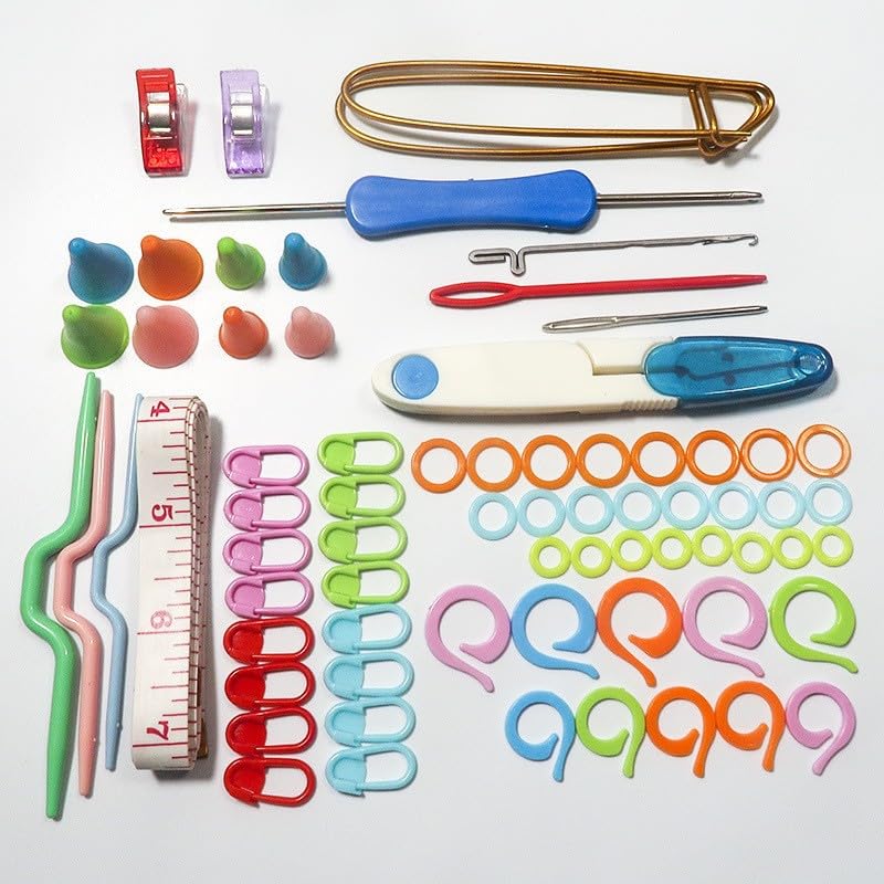 ELINKA Complete Knitting Kit with Needles, Hooks, Stitch Markers & Storage Case - Perfect for Beginners & Advanced Knitters - DIY Yarn Craft, Crochet & Handmade Projects