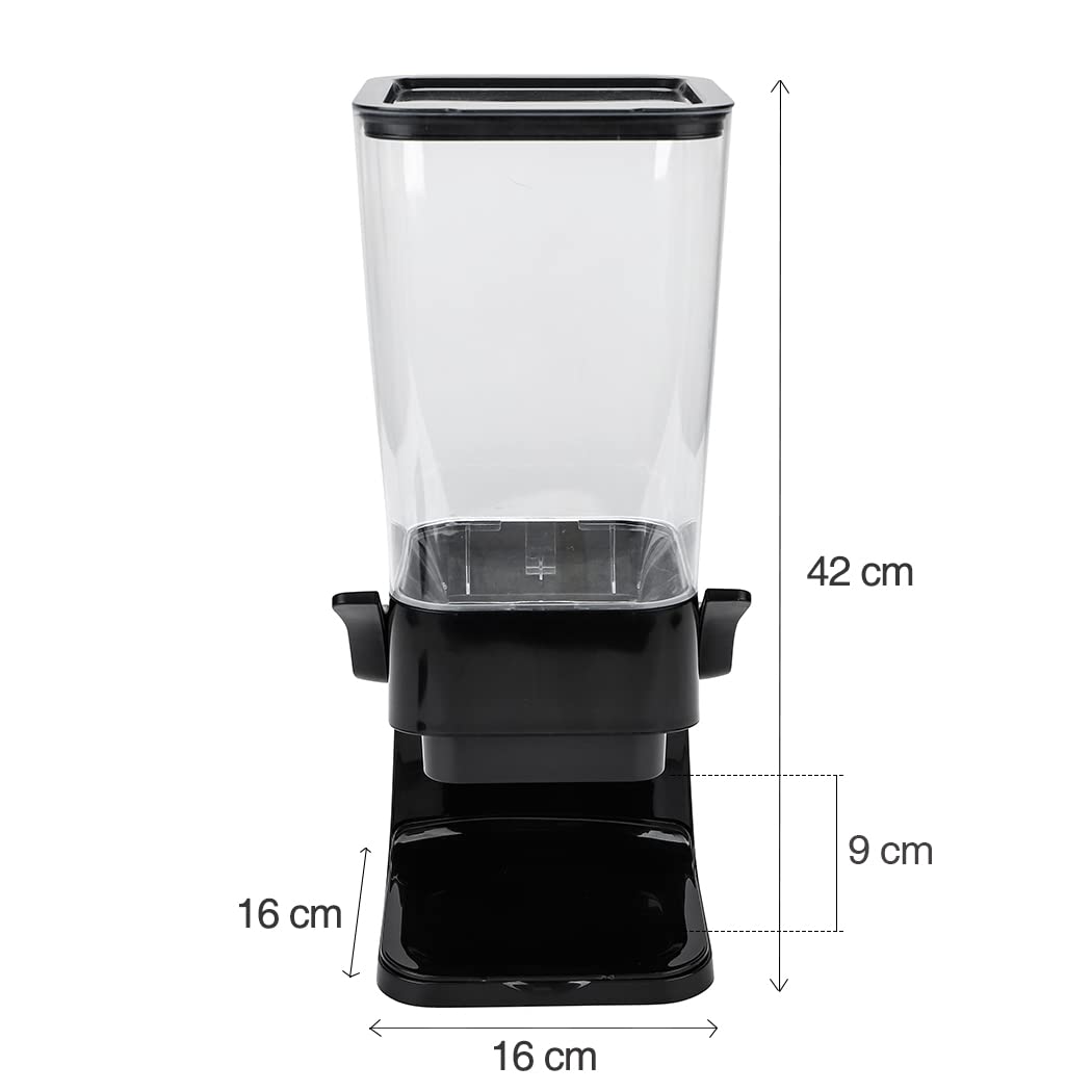 Tokokimo 2-Piece Black Cereal Dispenser - Countertop Food Storage Container for Grains, Nuts, Candy, Oatmeal, Snacks, Pet Food - Perfect for Kitchen, Pantry, Breakfast Nook & Pet Feeding Station