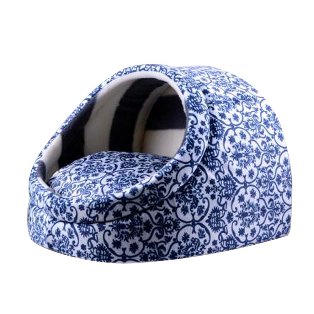 Cozy Blue Cartoon Mushroom Pet Yurt Bed - Soft & Warm Mongolian Style Dog House for Small Pets - Perfect for Indoor Play, Nap & Photo Shoots