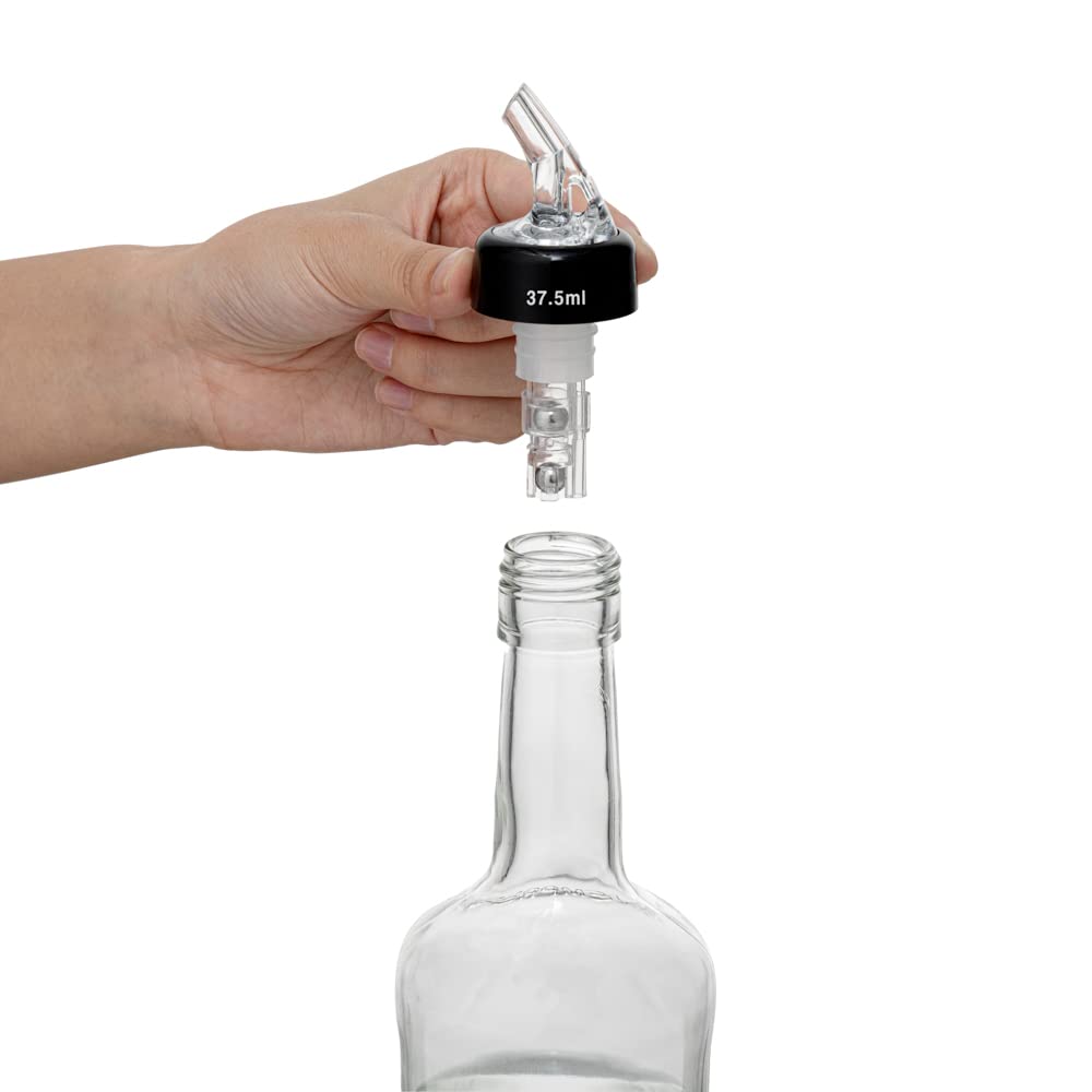 Restaurantware Bar Lux 1.3 Ounce Liquor Pour Spouts - 50 Pack Leak-Resistant Clear Plastic Measured Pourers for Alcohol Bottles | Perfect for Bars, Restaurants & Home Bartending