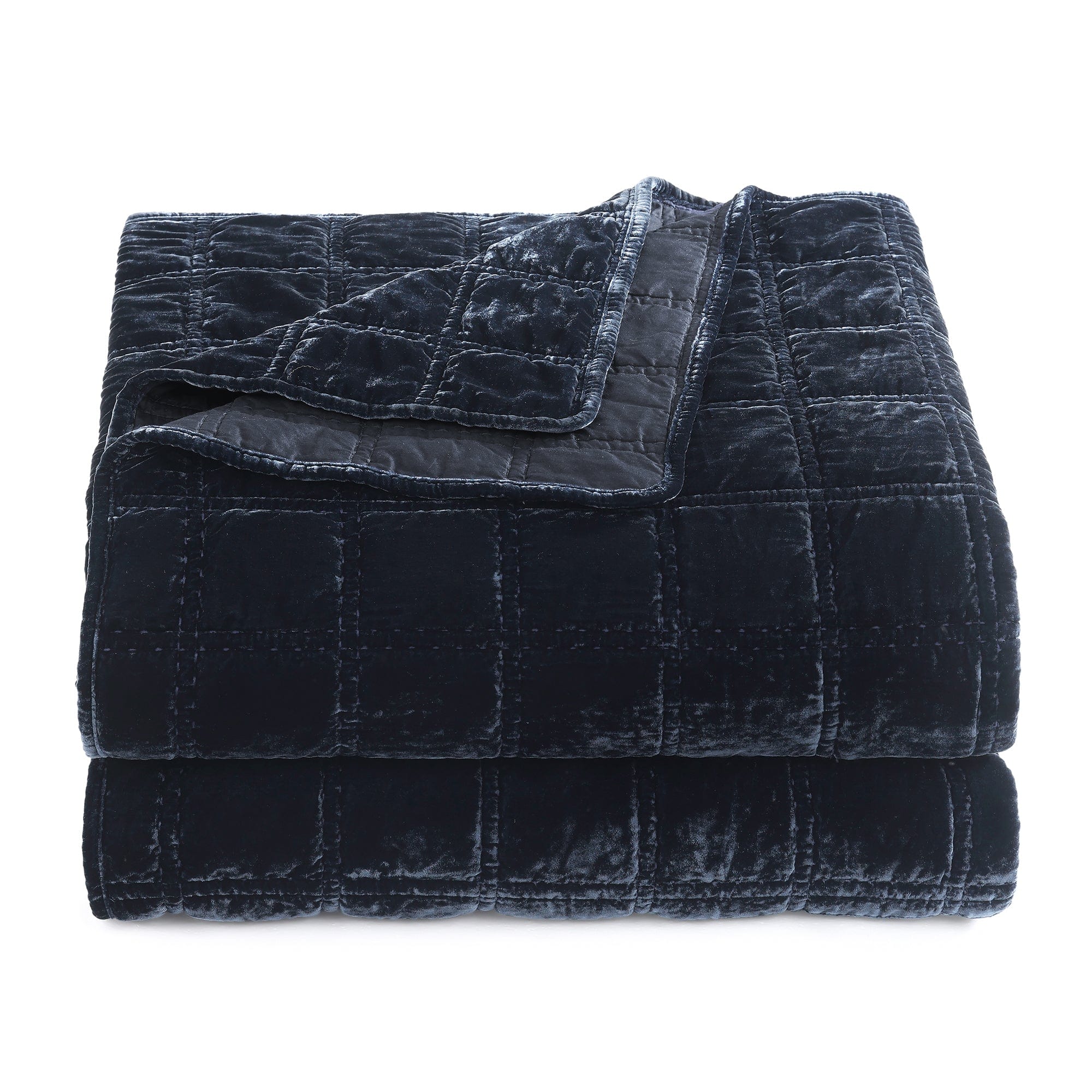 Luxury Stella Faux Silk Velvet Double Box Stitch Quilt Set - Queen Size Bedding with Premium Soft Fabric for Cozy Bedroom Decor & Hotel Style Comfort