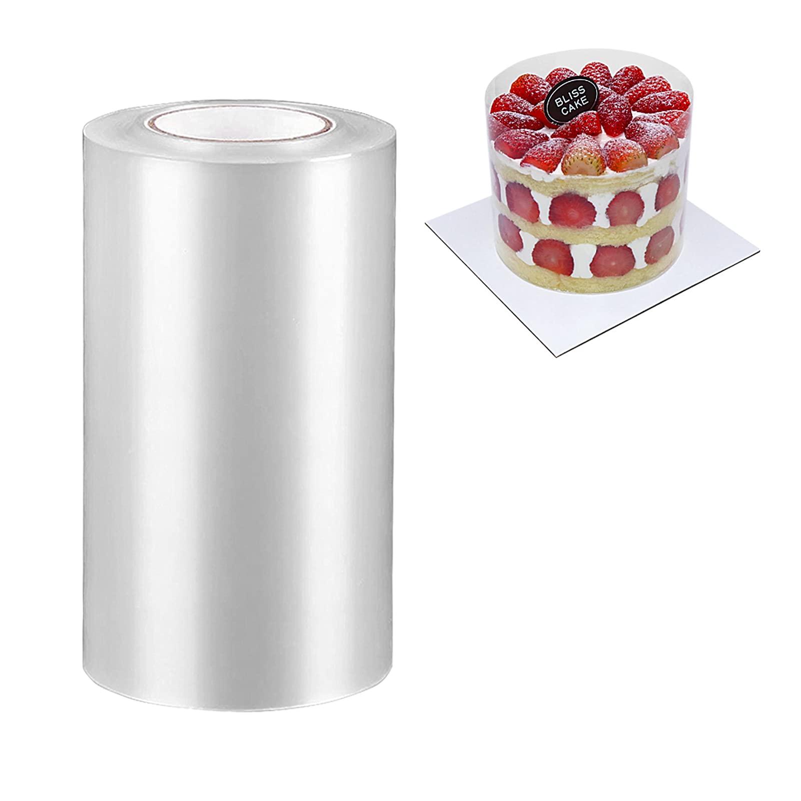 BYKITCHEN 4 Inch Clear Acetate Cake Collar Roll - 394 Inch Length for Chocolate Mousse, DIY Cake Decorating & Wrapping - Perfect for Professional Baking, Home Desserts & Pastry Making