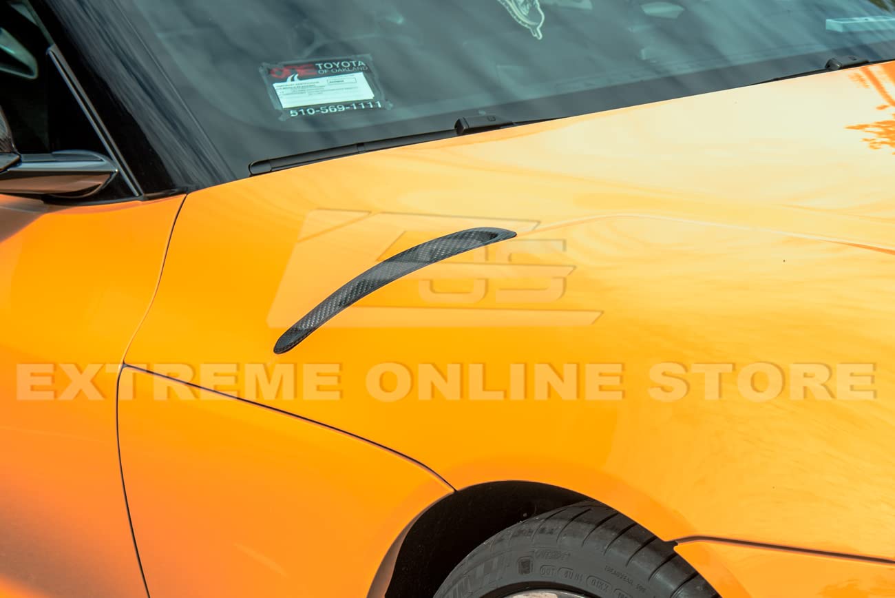JDM Style Carbon Fiber Hood Duct Louver Cover Pair for 2020-2023 Toyota A90 A91 Supra - Factory Replacement & Performance Upgrade - Perfect for Street Racing & Car Shows