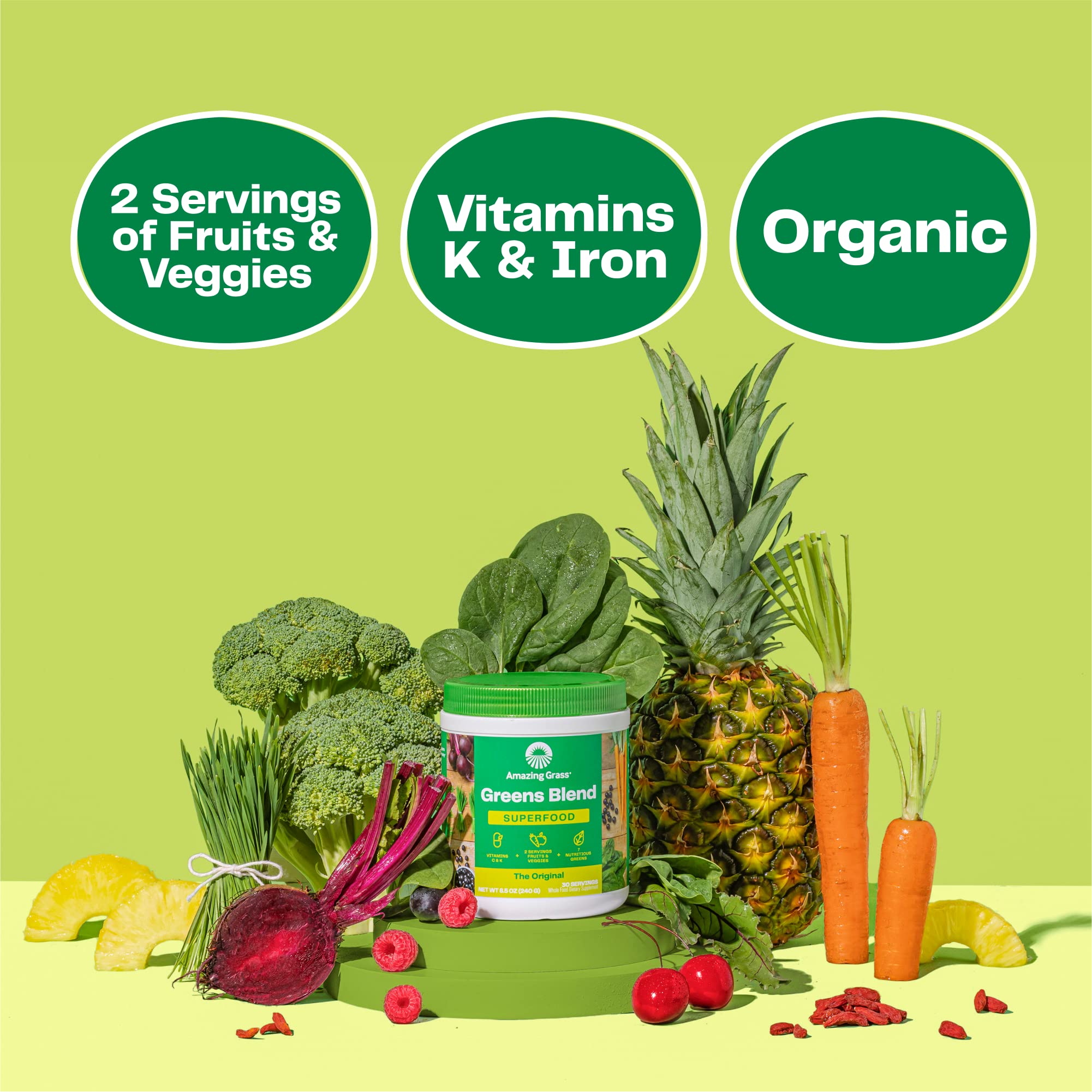 Organic Greens Superfood Powder with Digestive Enzymes & Probiotics - Spirulina, Chlorella, Beet Root - Chocolate Flavor (100 Servings) | Boost Energy, Detox & Digestion - Perfect for Smoothies, Juices & Daily Wellness Routine