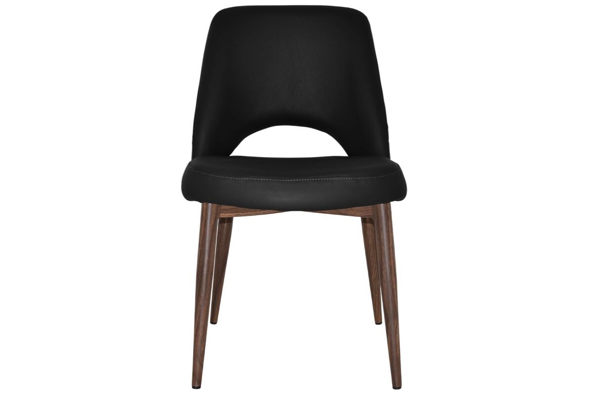 EZ Hospitality Cairo Indoor Armless Chair with Metal Base - Light Walnut Finish, 4-Leg Design for Dining Room, Office, or Waiting Area