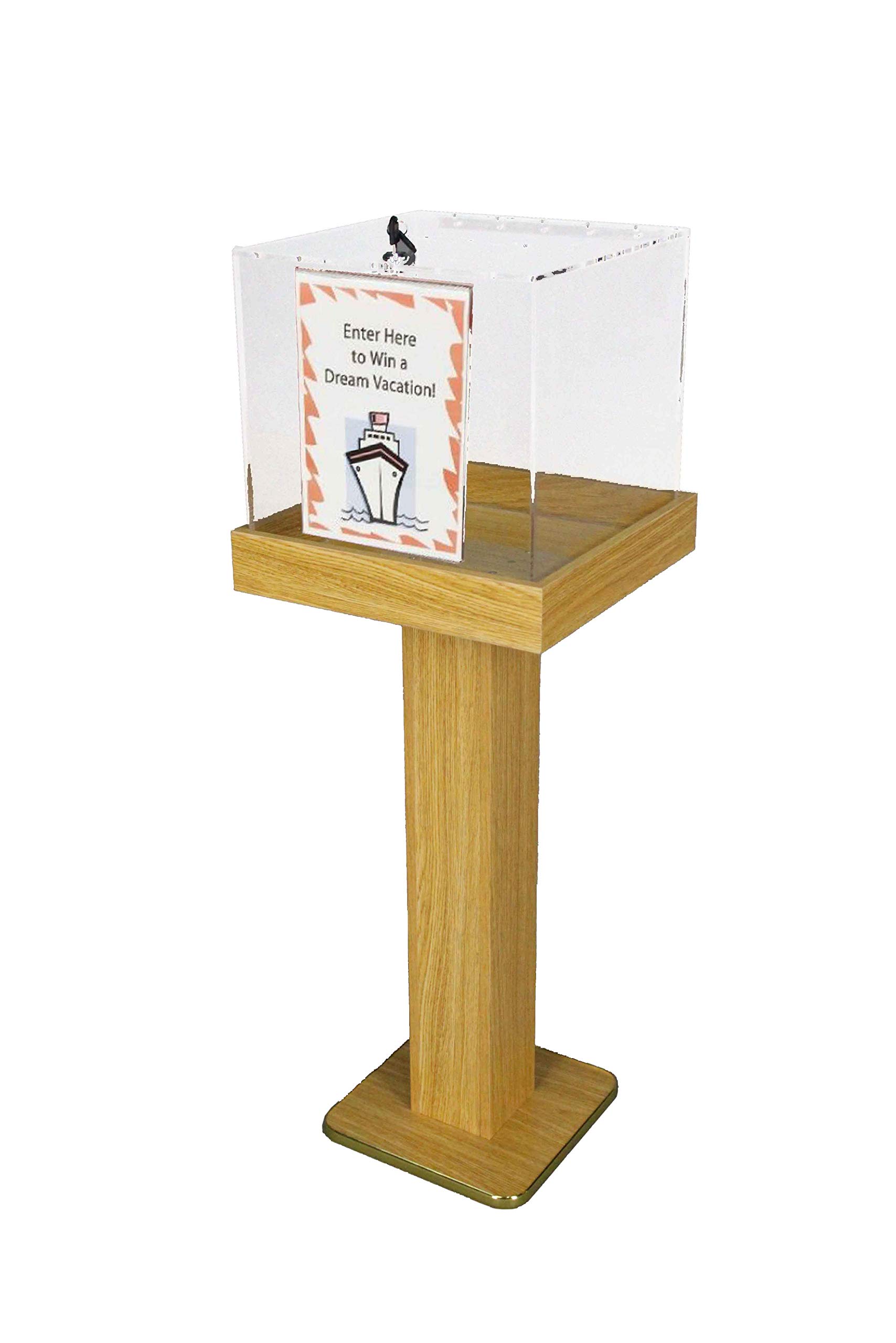FixtureDisplays® Large Wood & Acrylic Floor Standing Tithing Box with Sign Holder - Church Donation Collection Box for Worship Centers, Events & Religious Gatherings
