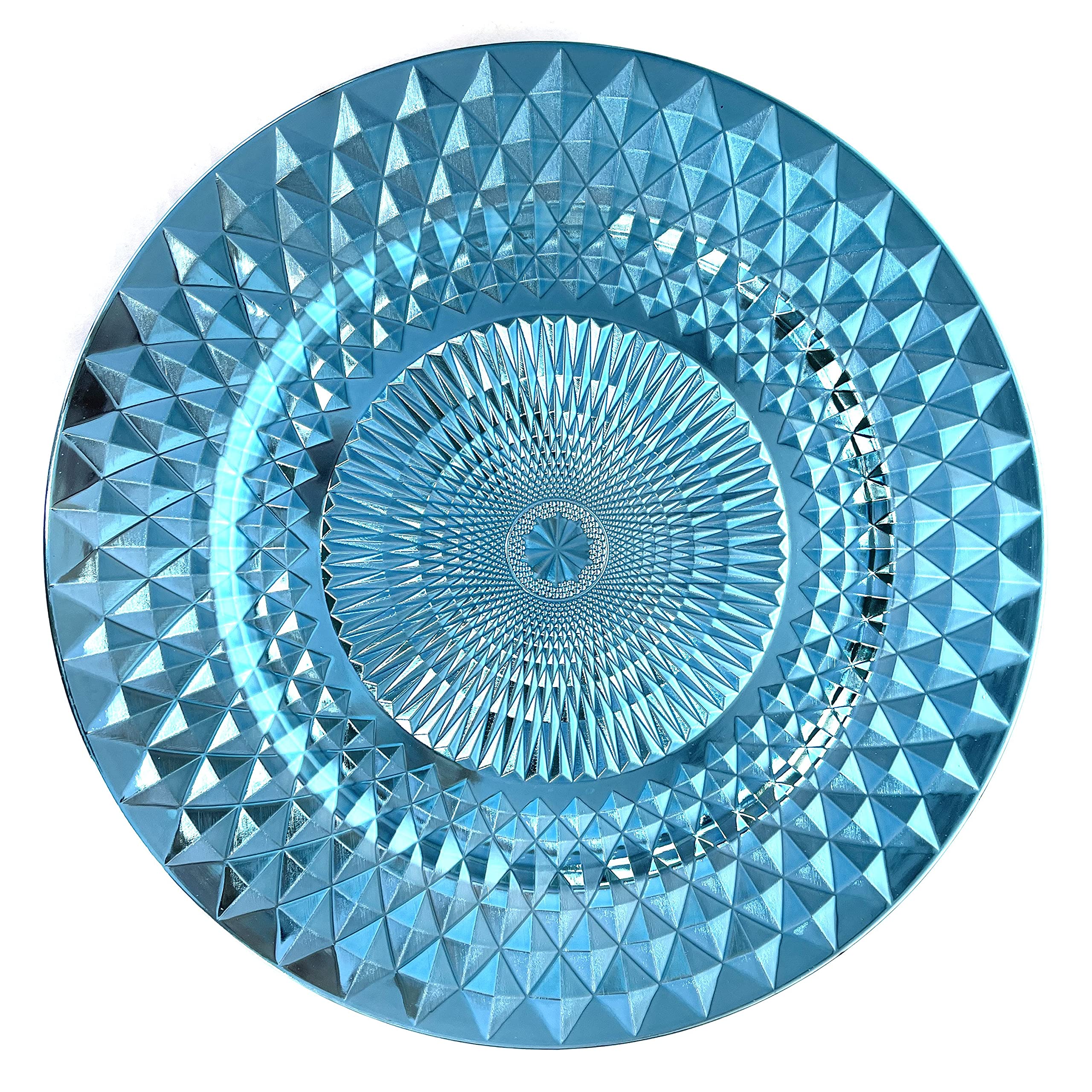 Allgala 13-Inch 48-Pack Heavy Duty Plastic Diamond Pattern Charger Plates - Sparkling Light Blue Wedding Dinner Plates (HD80410) - Perfect for Weddings, Banquets, and Formal Events