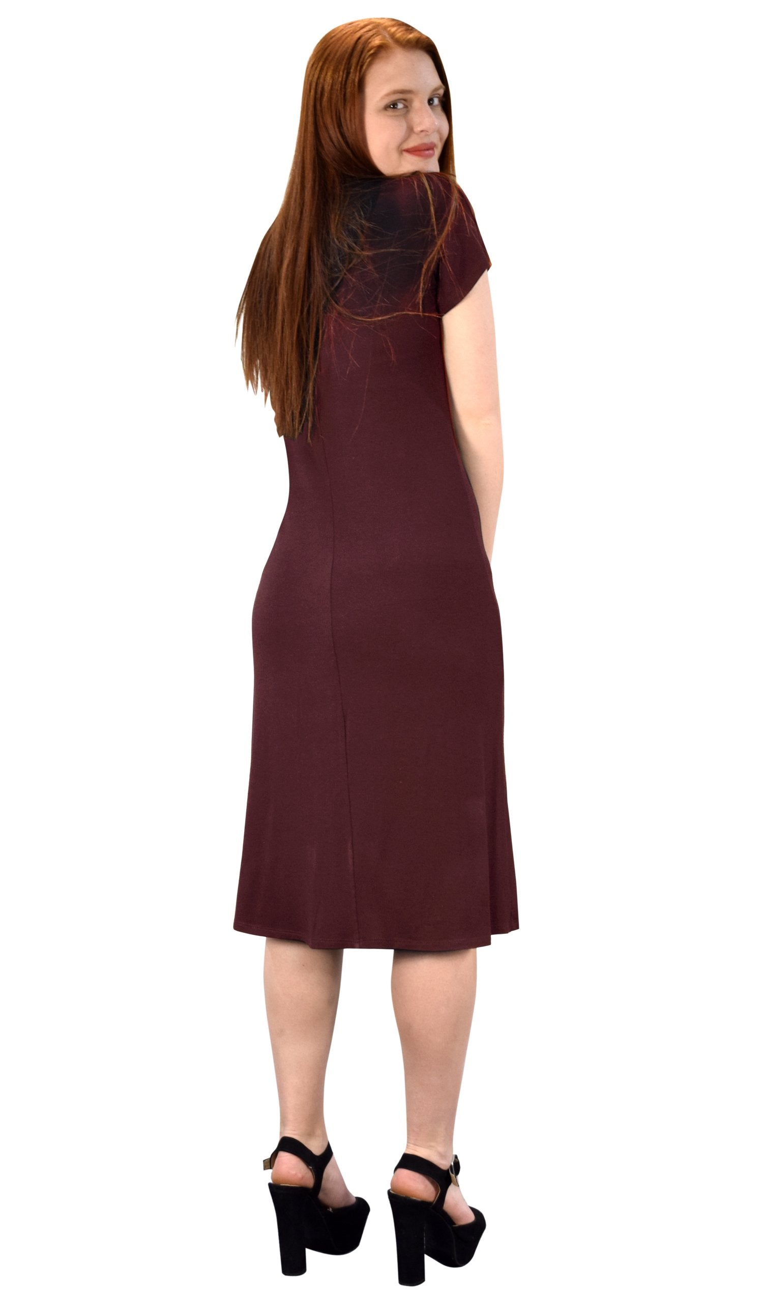 Stylish Turtle Neck Short Sleeve Bodycon Midi Dress for Women - Perfect for Office, Date Night & Cocktail Parties