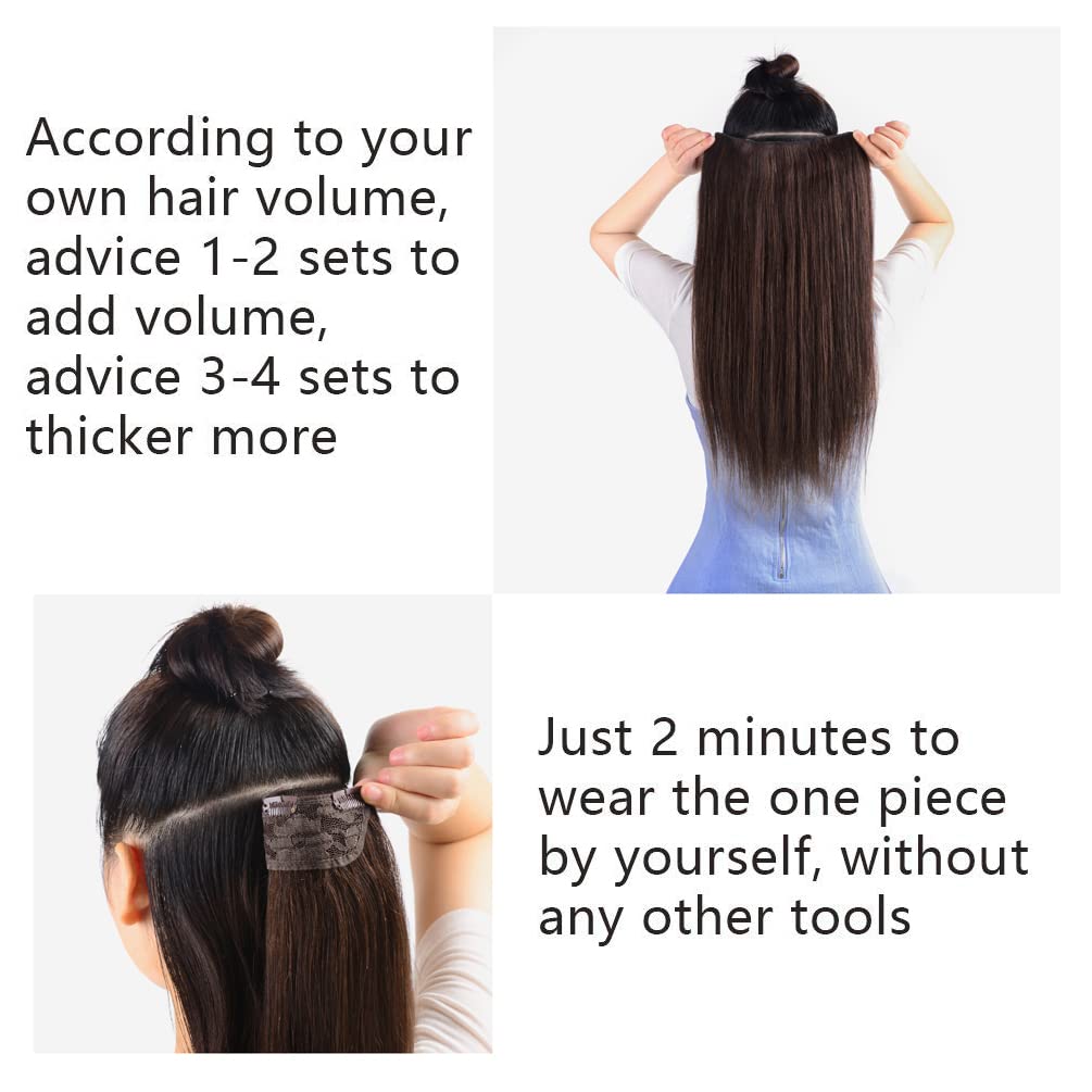 Winsky Real Human Hair Extensions - 14 Inch Brown Balayage Remy Clip-In Hair Piece (70g) for Women | Natural Look & Easy to Style | Perfect for Parties, Weddings & Daily Wear