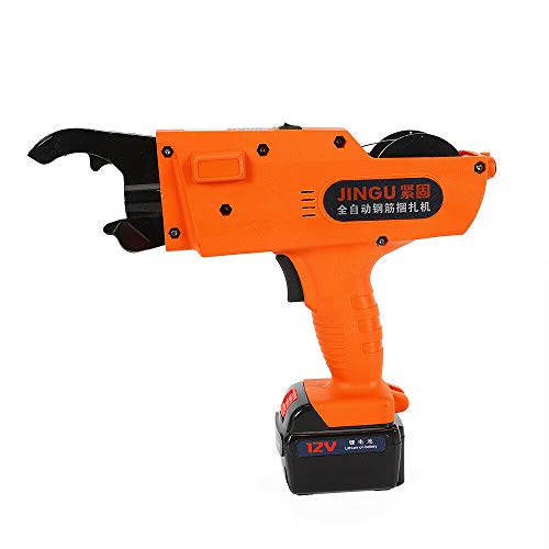 12V Automatic Rebar Tier Tying Machine - Handheld Rebar Binder Tool for Construction, Orange - Perfect for Concrete Reinforcement & Steel Bar Tying in Building Projects