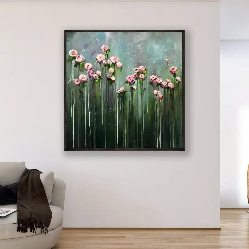 Flower and Tree Painting #FT012 - Handmade Canvas Wall Art for Home & Office Decor | Perfect for Living Room, Bedroom, or Gift