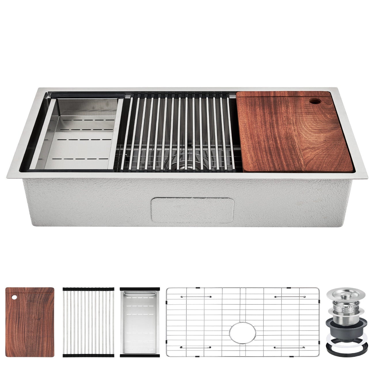GARVEE 33 Inch Undermount Commercial Single Bowl Stainless Steel Kitchen Sink with Accessories - Heavy Duty Utility Sink Basin for Laundry Room, Restaurant & Home Use (33x19x10 Inches)