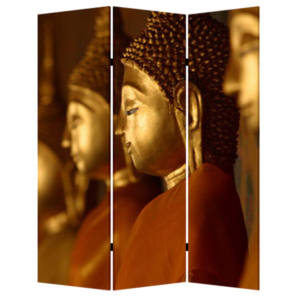 Stylish Buddha Room Divider Screen - Handcrafted Asian Inspired Room Partition for Home Decor, Meditation Space & Office Privacy | 6-Panel Folding Divider with Spiritual Design