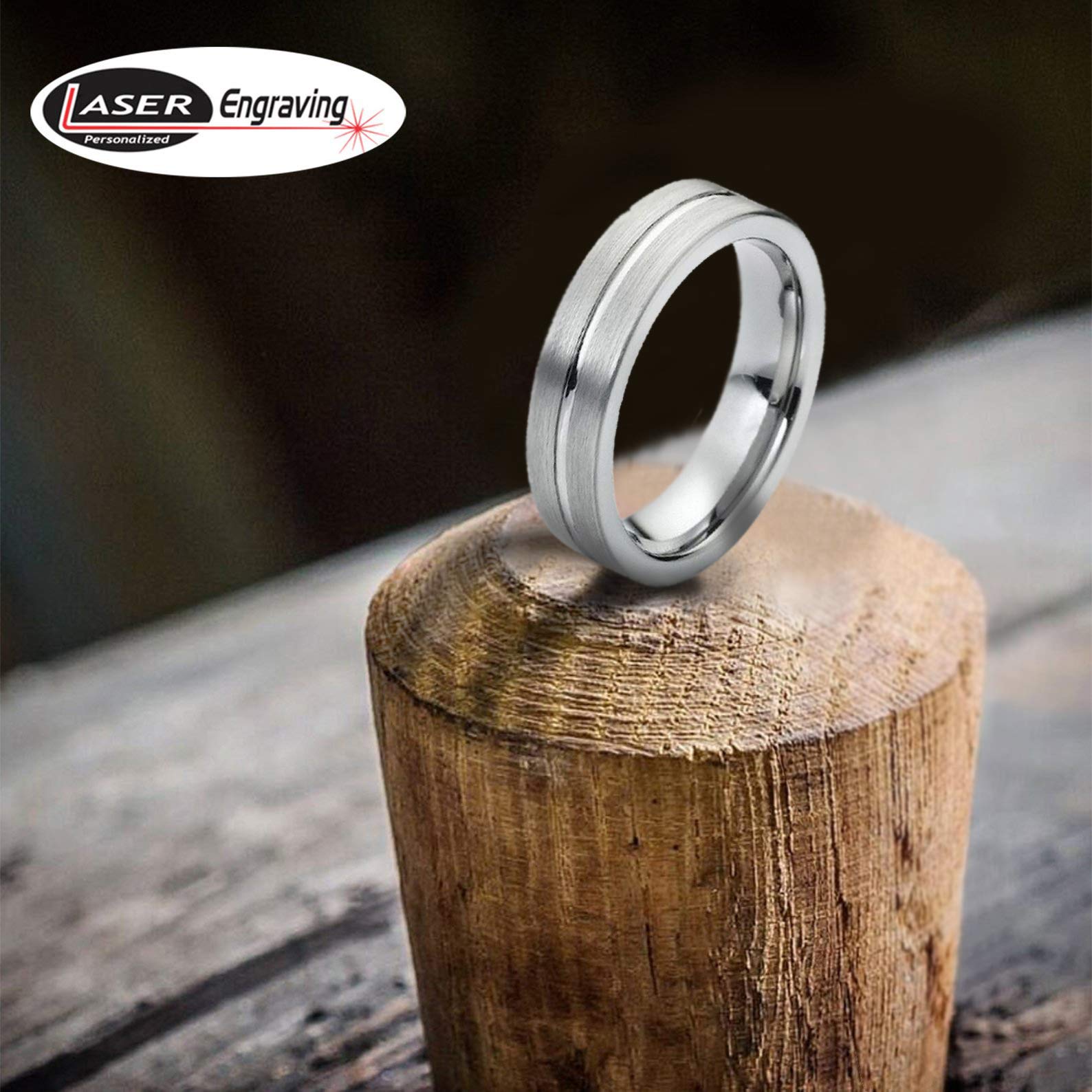 Personalized Tungsten Wedding Rings for Couples - Laser Engraved, 6mm Polished & Brushed - Perfect for Anniversaries & Engagements