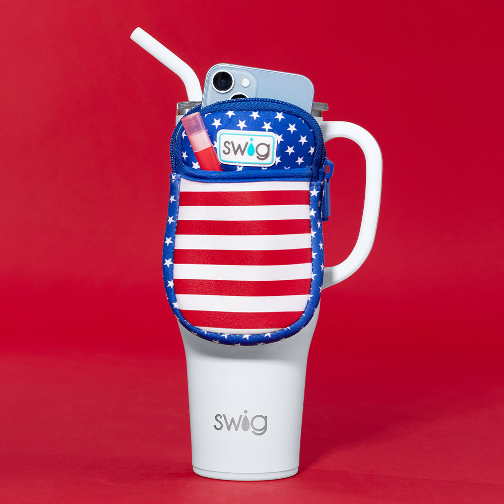 All American Mega Mug Pouch - Insulated Coffee Cup Holder for Travel, Camping & Office - Large Thermal Sleeve for 20-30oz Tumblers & Mugs - Perfect Gift for Coffee Lovers