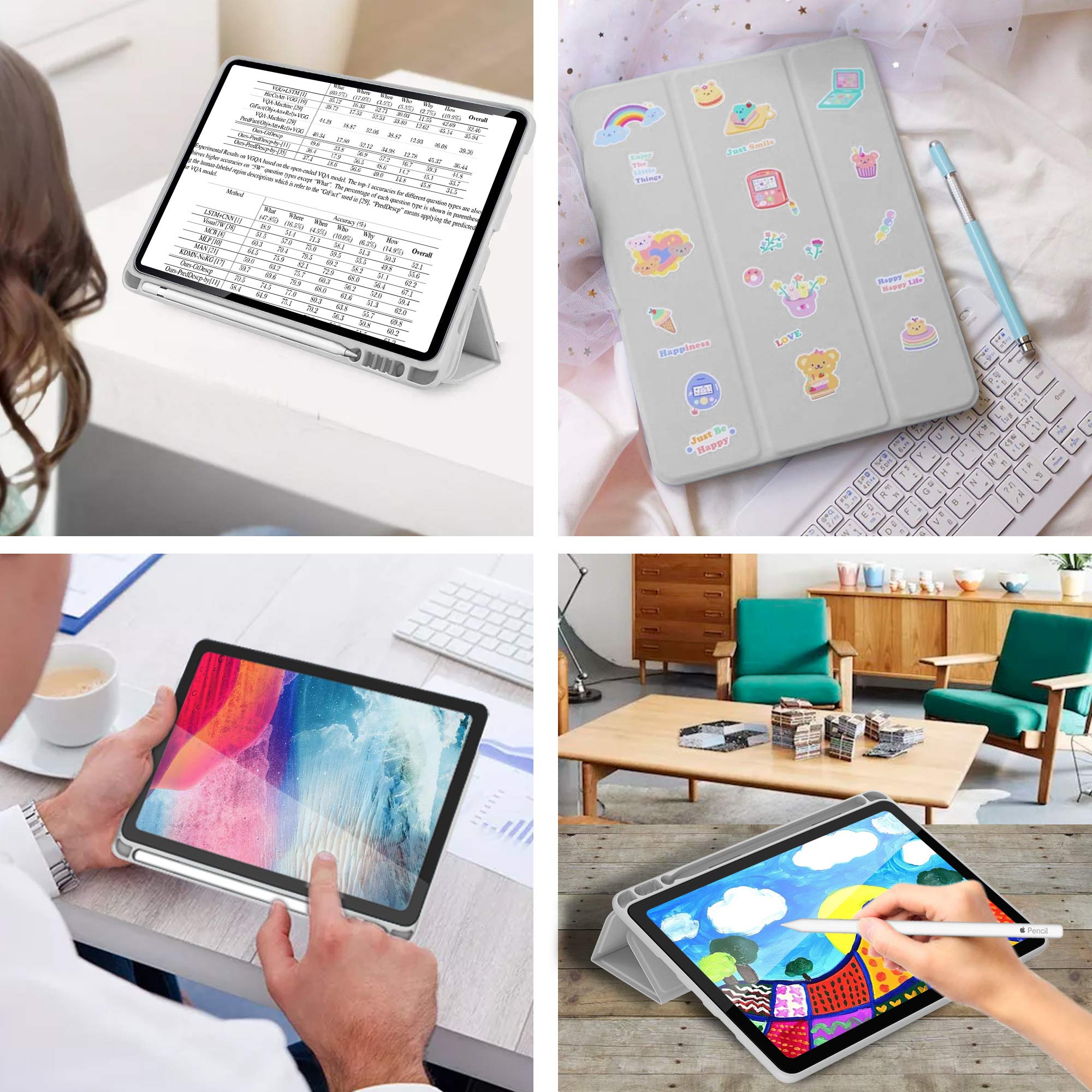 Ultra Slim iPad Air 3 Case (2019) & iPad Pro 10.5 Case (2017) - Soft TPU Back Cover with Pencil Holder, Auto Sleep/Wake, Full Body Protection | Perfect for Work, Study & Travel (Gray)