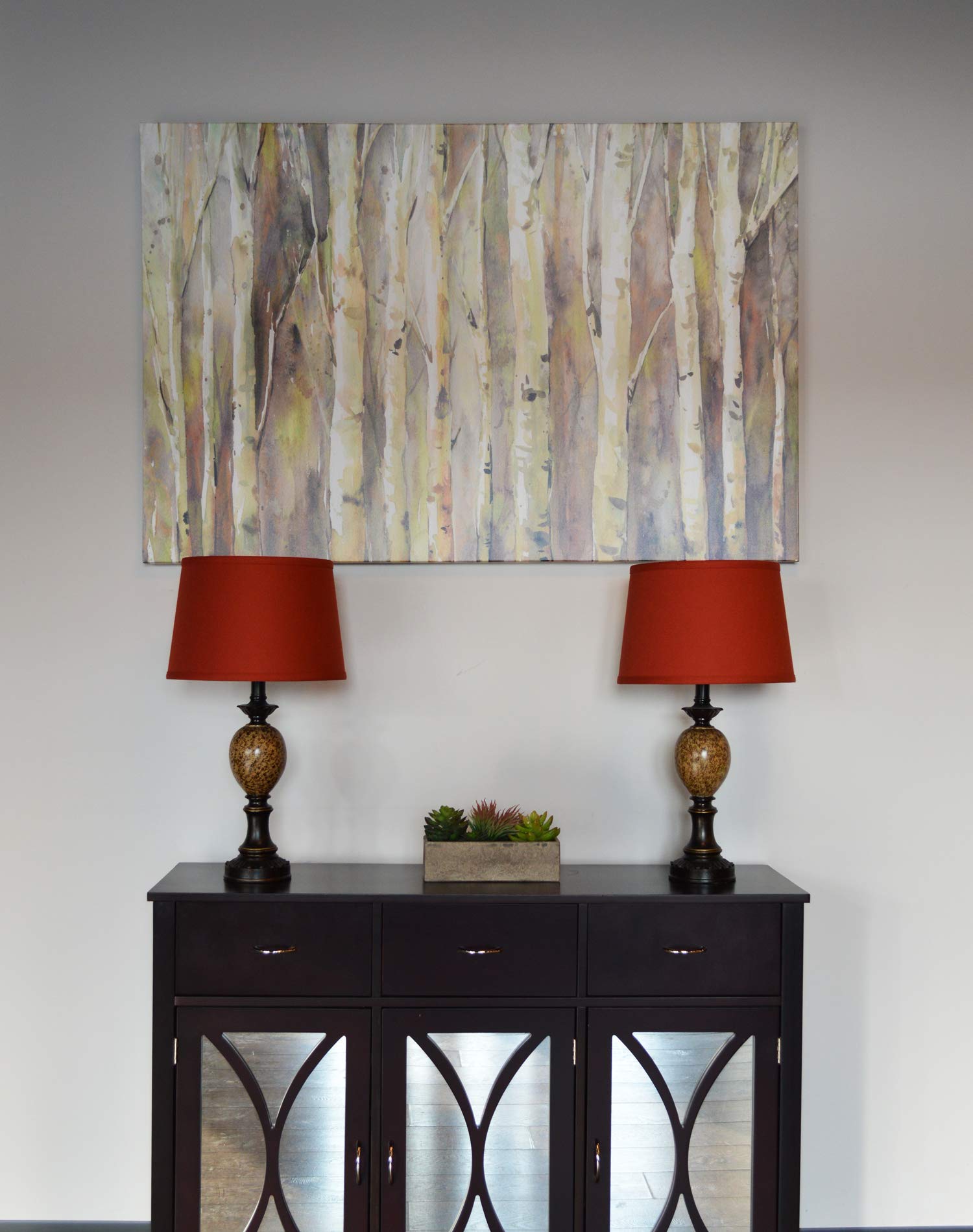 Premium Set of 2 Linen Paprika Lampshades - 10
