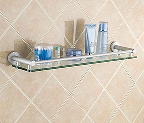 HTLLT Aluminum Bathroom Shelf - Space Saving Storage Rack with Glass Pendant for Shower, Toiletries & Cosmetics Organization - Perfect for Small Bathrooms & Apartment Living