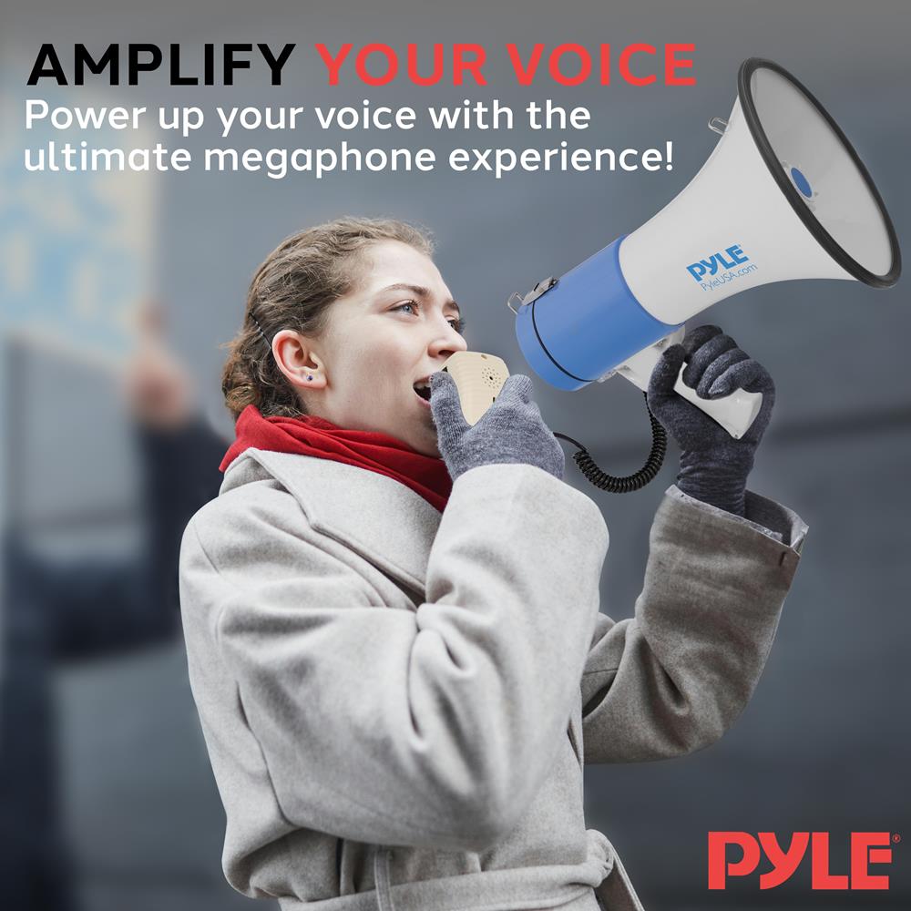 Portable Megaphone with Siren Alarm - 50W Loud Speaker, 1/2 Mile Range - Perfect for Outdoor Events, Emergency Alerts & Crowd Control