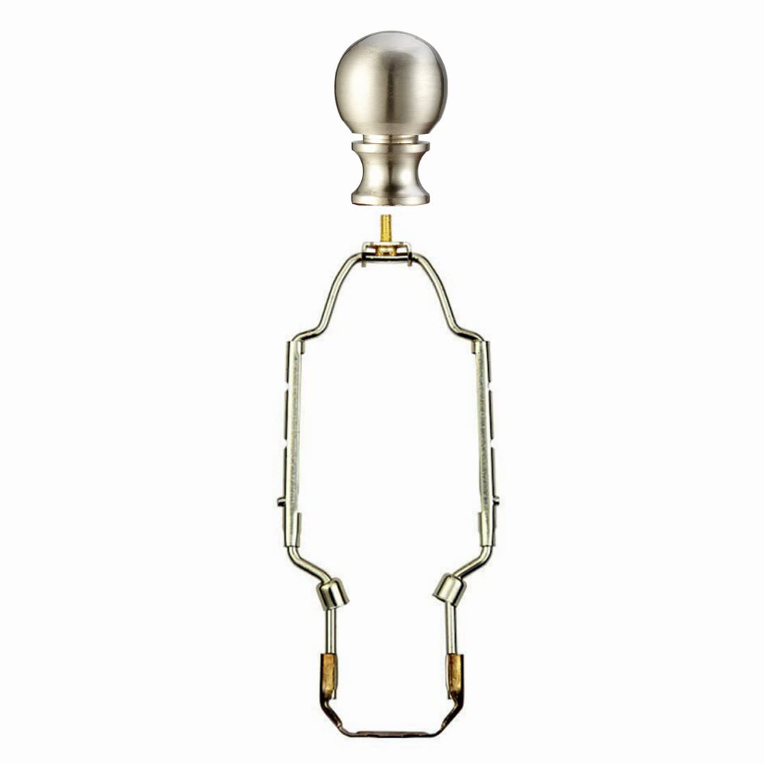 2 Pack Brushed Nickel Lamp Finials - Decorative Lamp Shade Knobs for Harp Holders, Perfect for Living Room, Bedroom & Office Lighting Decor