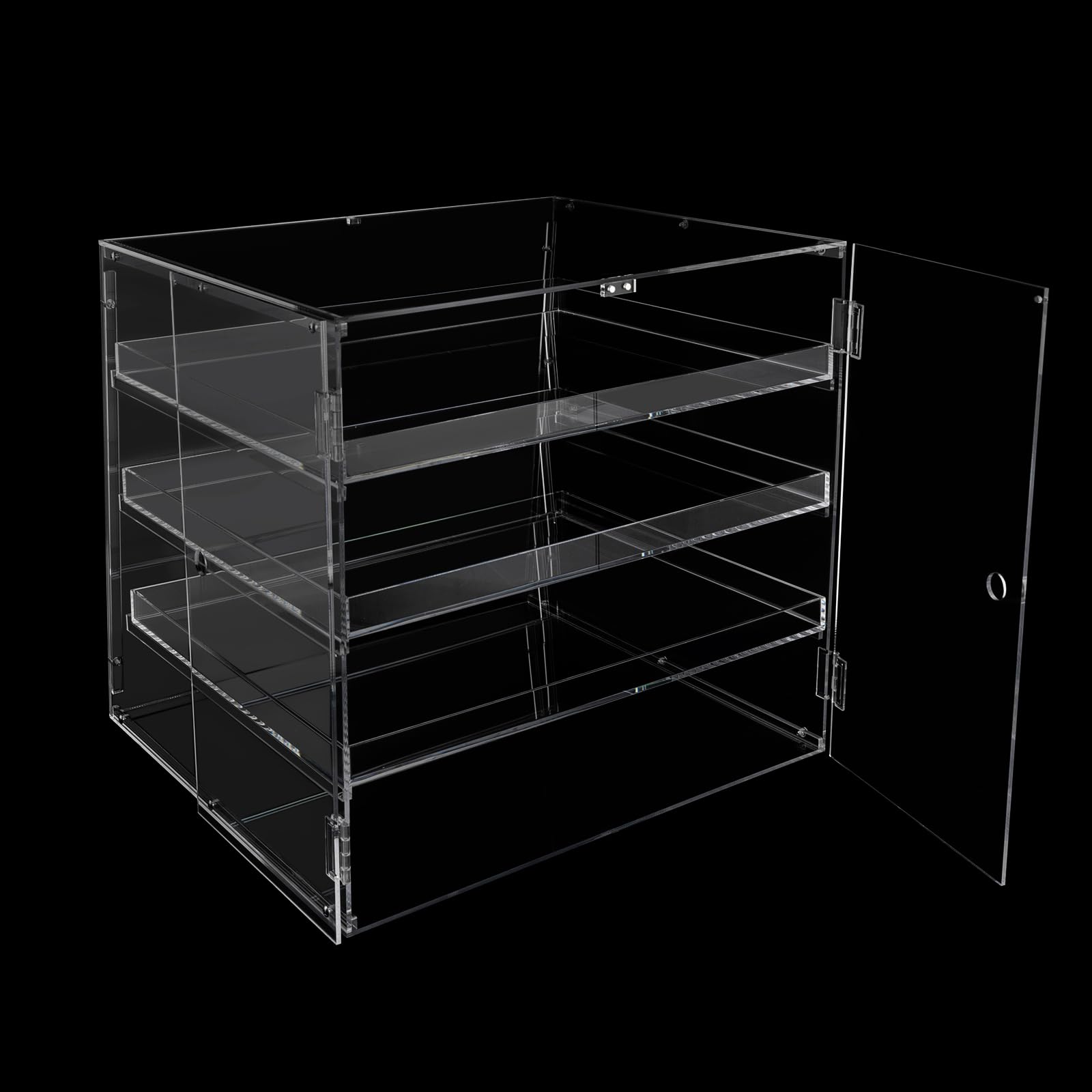 3-Tier Commercial Bakery Display Case with Rear Doors - 18.7x17.71x17.71in Acrylic Pastry Showcase for Countertop - Perfect for Bakeries, Cafes, and Dessert Shops