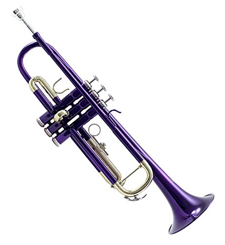 Sky Band Approved Orchid Purple Lacquer Brass Bb Trumpet with Case, Cleaning Cloth, Gloves & Valve Oil - Professional Brass Instrument for Beginners & Students - Perfect for School Bands, Jazz Ensembles & Solo Performances