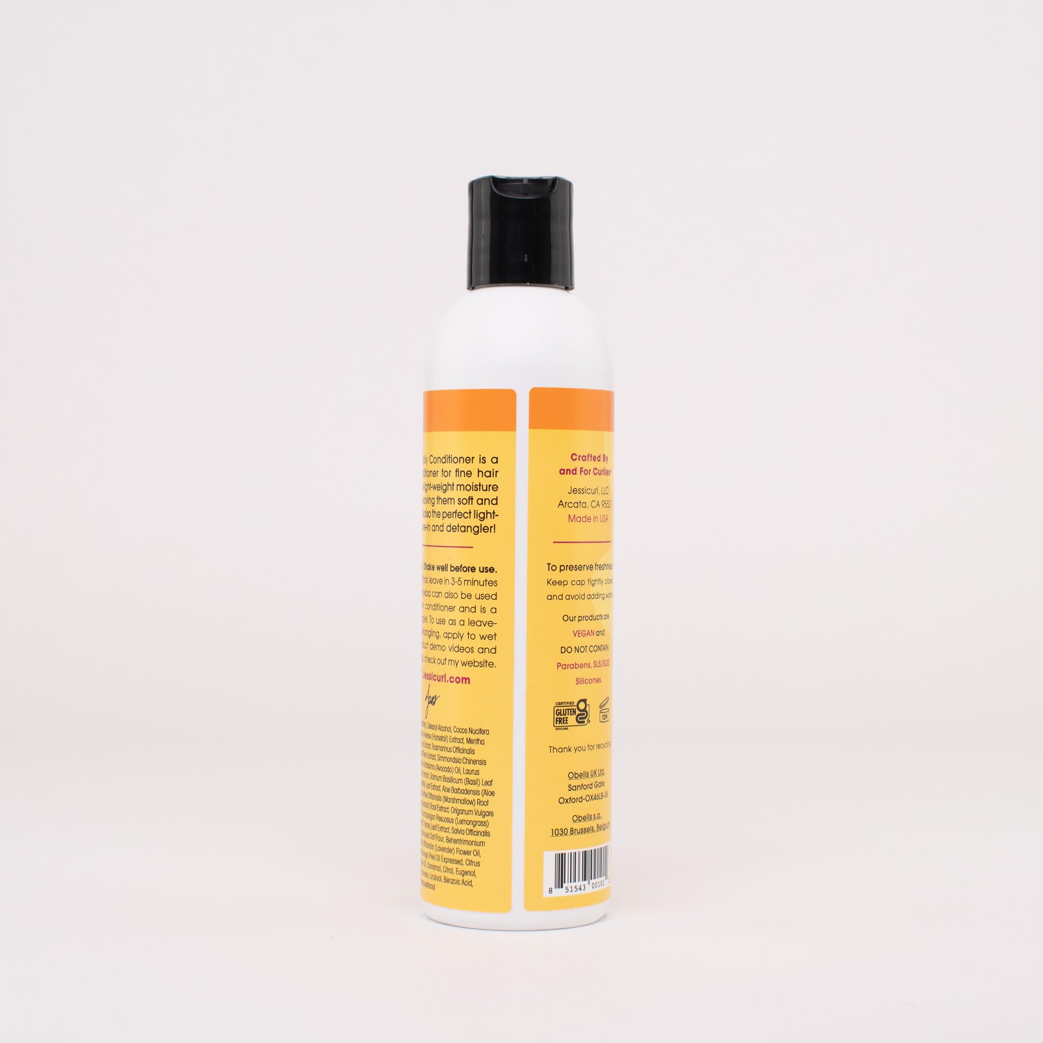 Jessicurl Aloeba Daily Conditioner for Curly Hair - Citrus Lavender Scent, 8 Fl Oz | Leave-In Conditioner & Detangler for Fine, Wavy & Coily Hair | Hydrating & Frizz Control for Daily Hair Care Routine