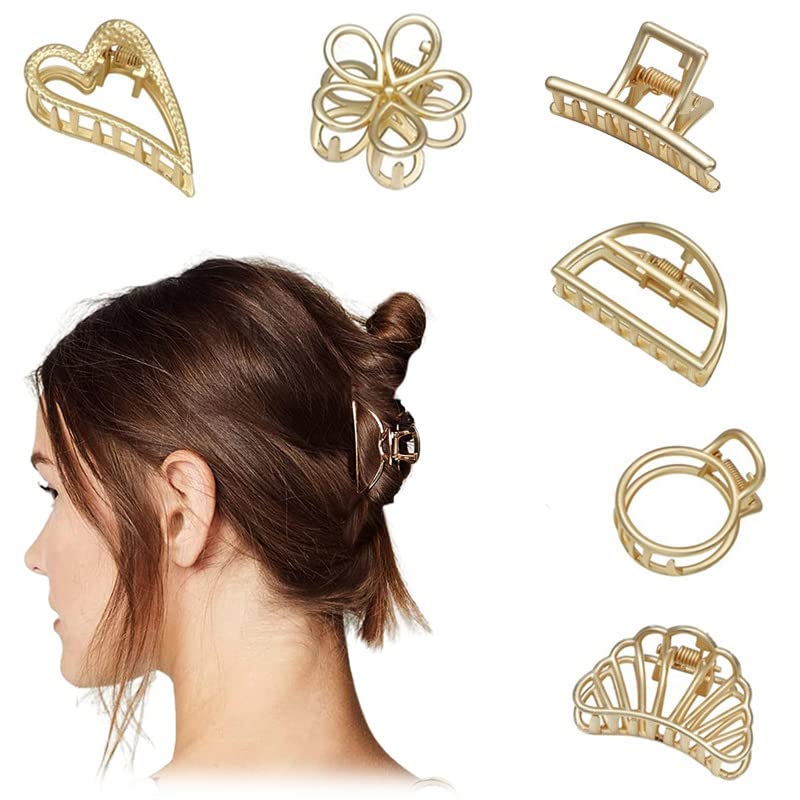 Stylish Metal Hair Clips for Women & Girls - 8-Piece Medium Size Hair Clutchers - Gold Hair Accessories Gift Set for Everyday Styling, Parties & Special Occasions