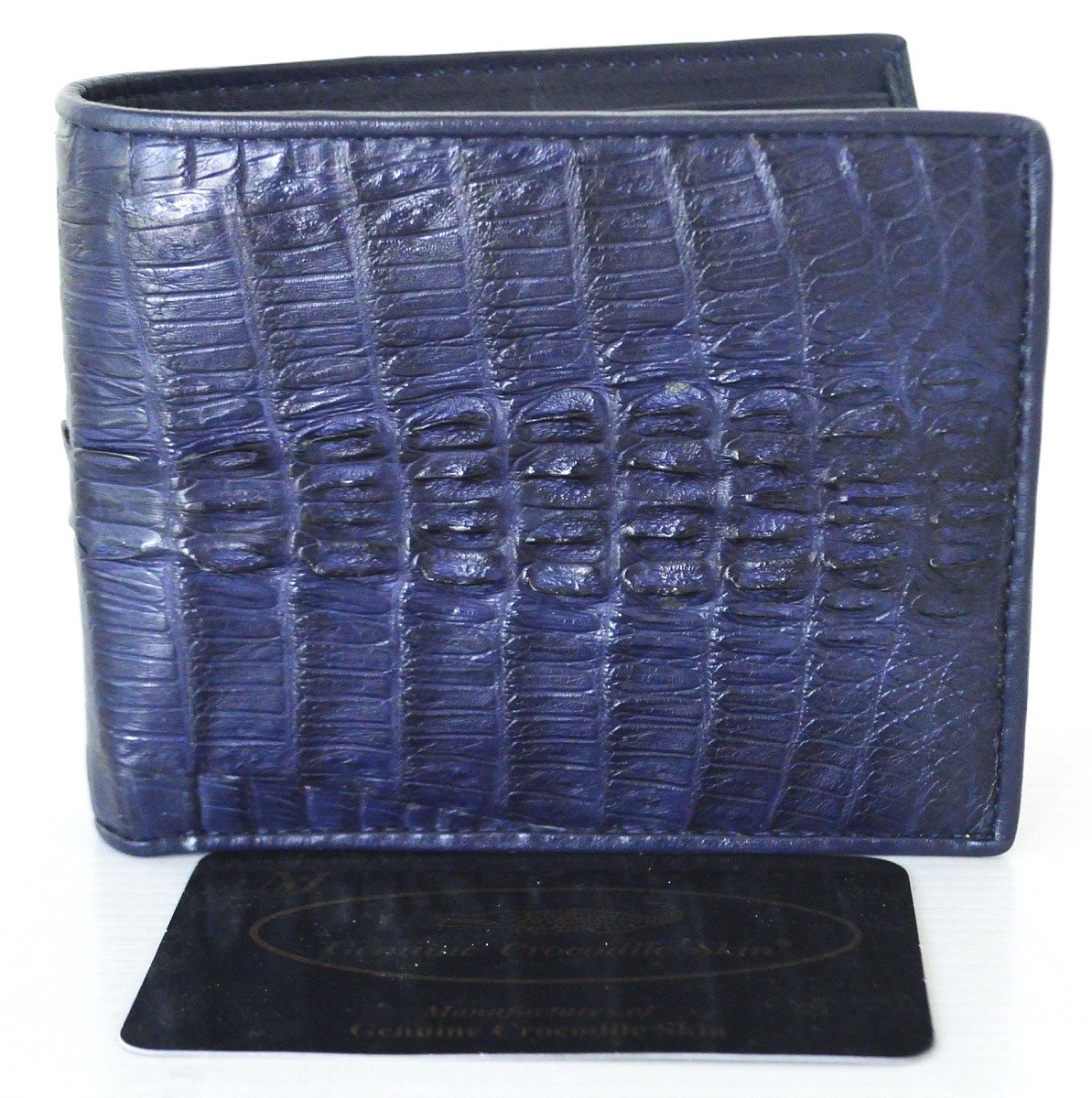 Premium Men's Bifold Crocodile Tail Leather Wallet - Dark Blue | RFID Blocking | Slim Design | Perfect Gift for Dad, Husband & Business Professionals | Everyday Carry & Formal Occasions