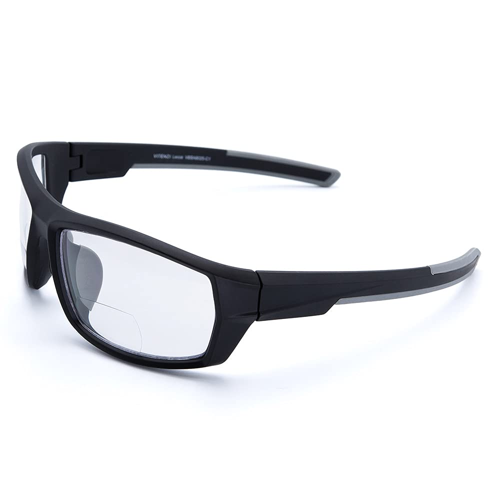 VITENZI Bifocal Safety Glasses with Reading Magnification - ANSI Certified Wrap-Around Protective Goggles for Sports, Work & Outdoor Activities
